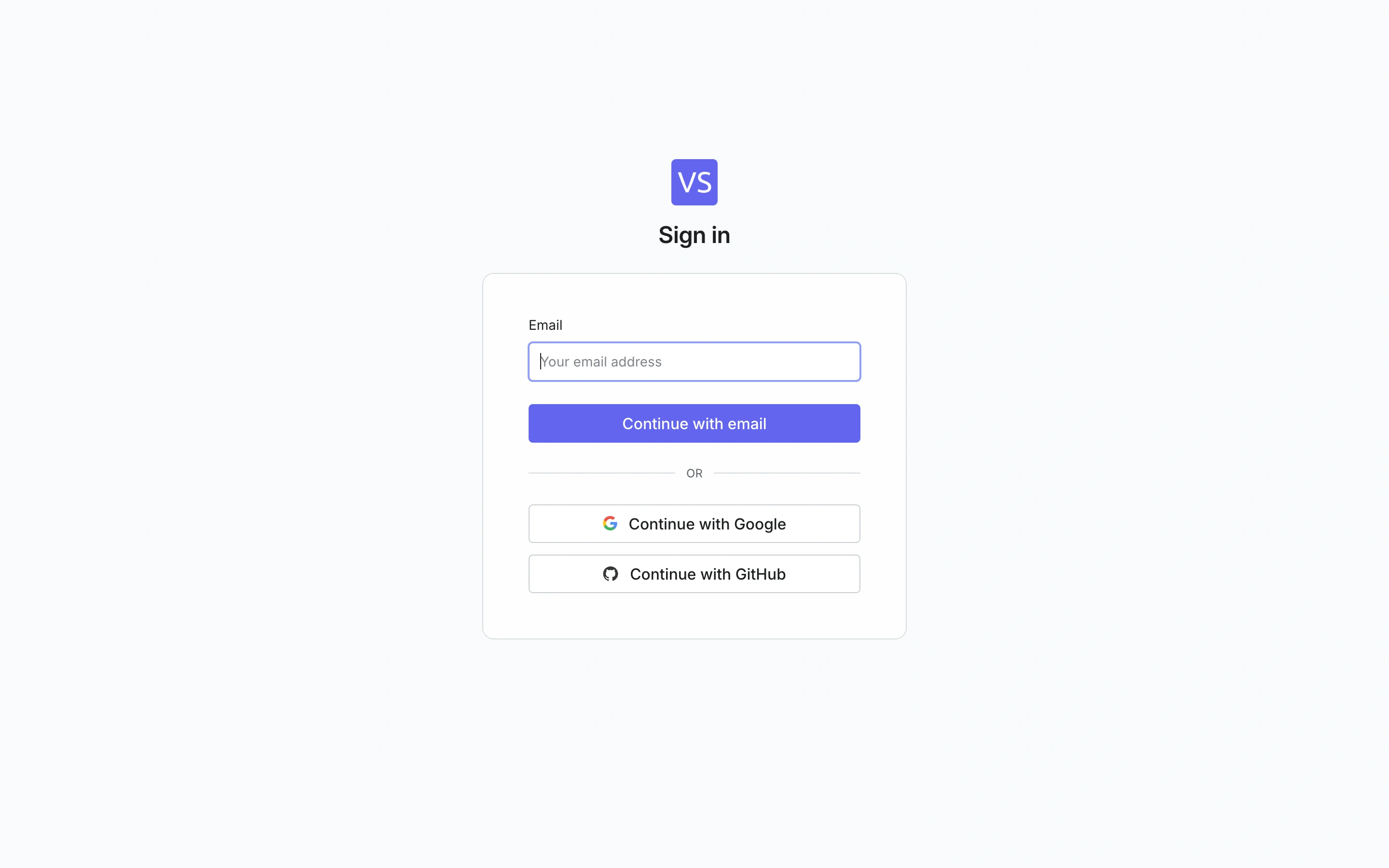VectorShift — Account entry — captured interface