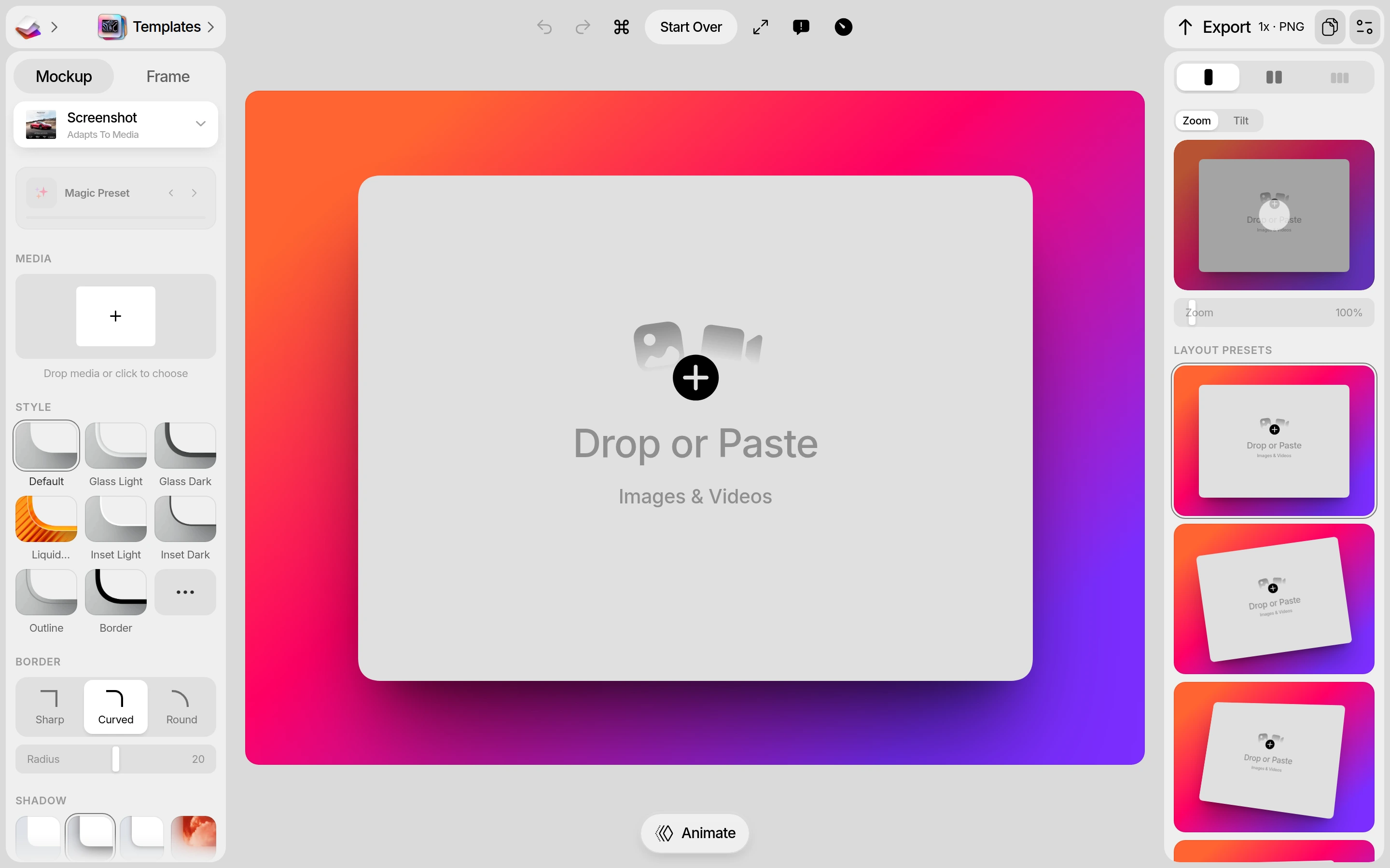 Shots — Screenshot presentation — captured interface