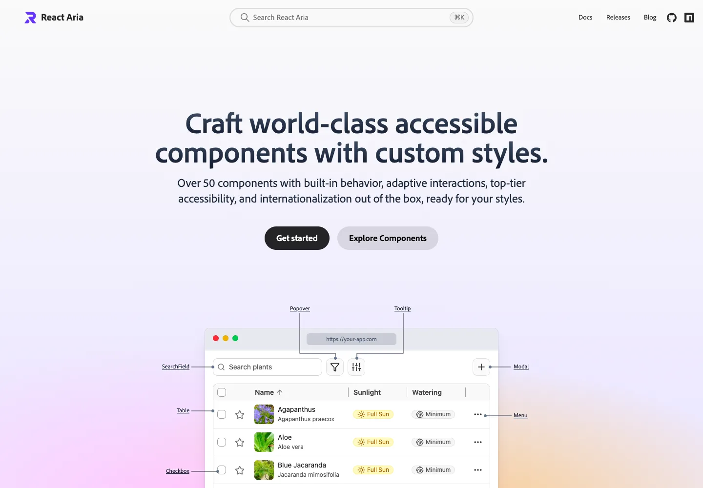 React Aria — captured interface