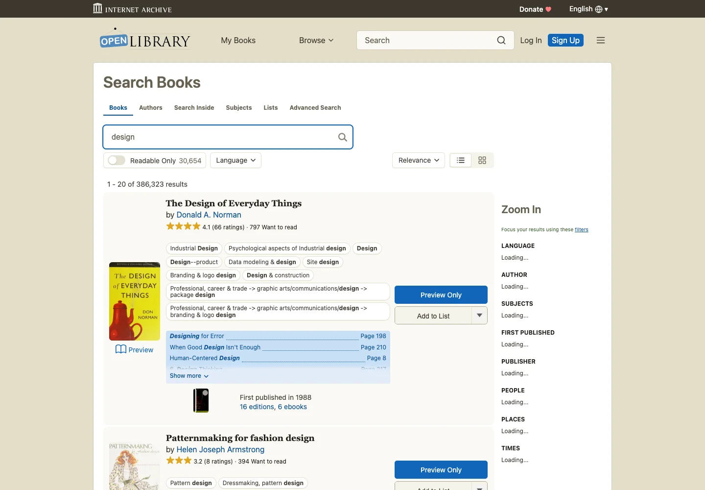 Open Library — Book search — captured interface