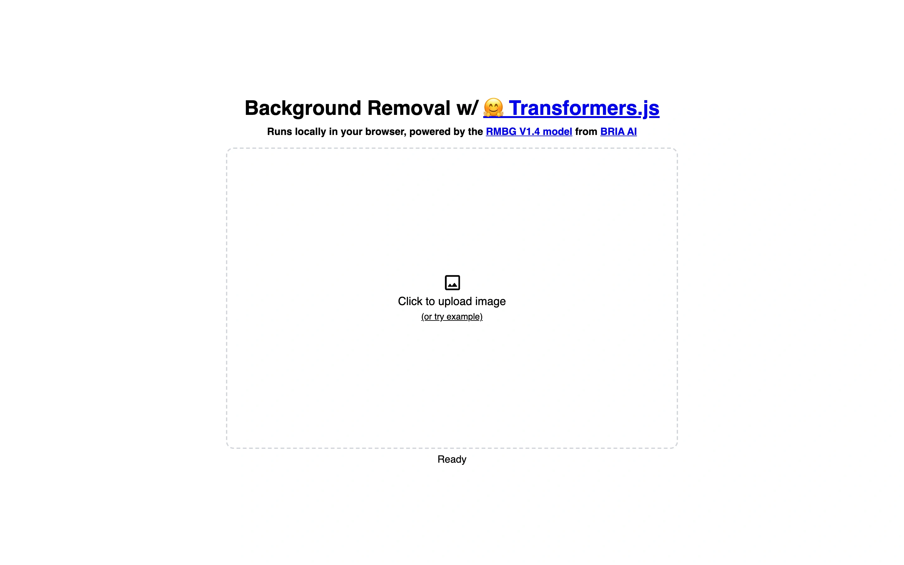Background Removal — Browser demo — captured interface
