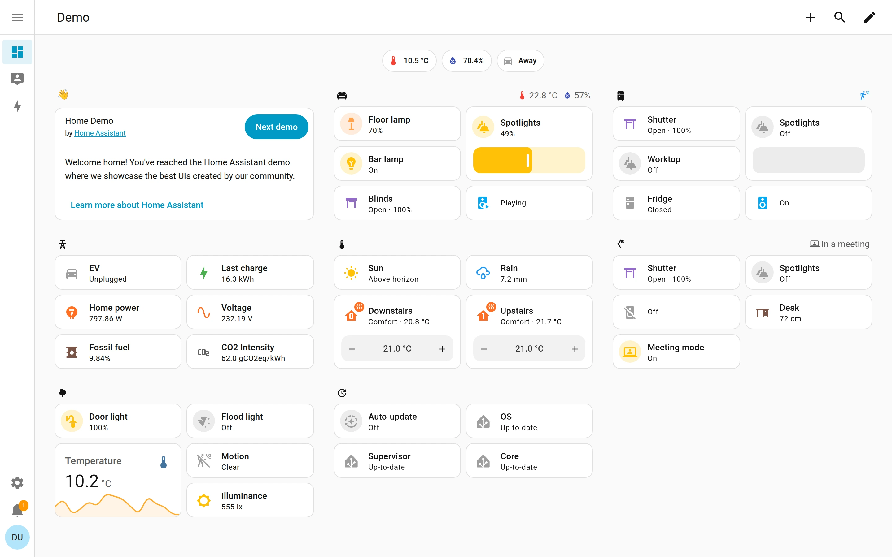 Home Assistant — Smart home dashboard — captured interface