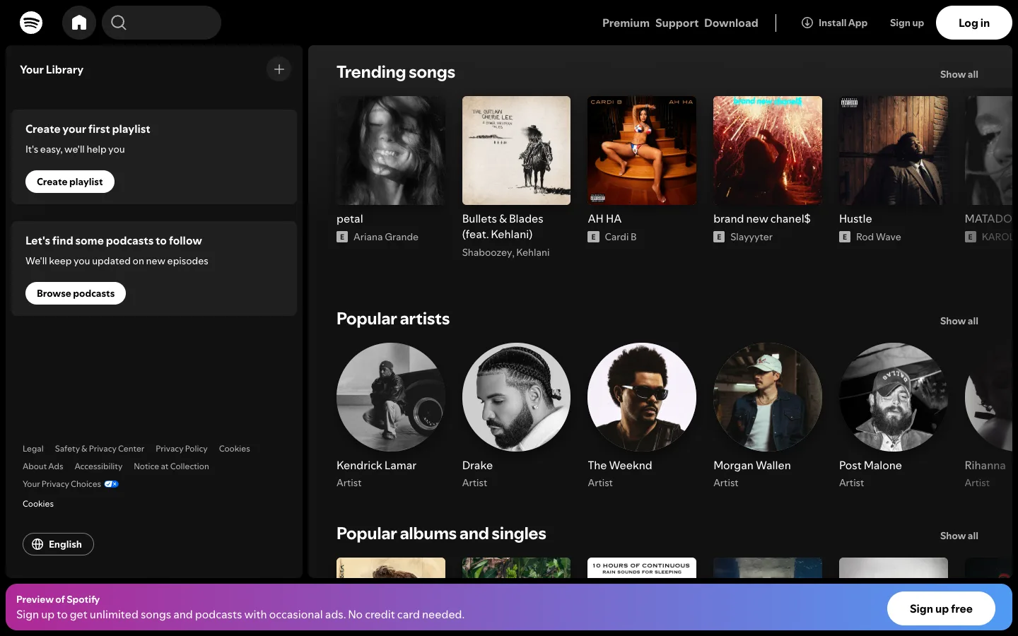 Spotify — Web player — captured interface