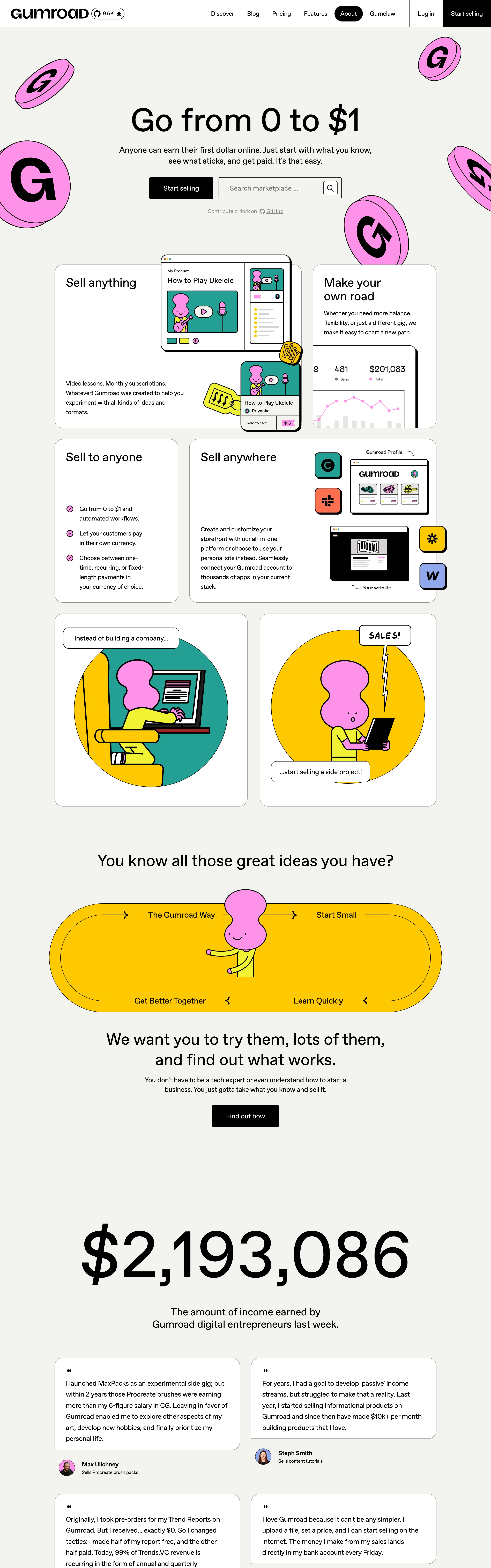 Gumroad — Bold Type-Driven — captured interface
