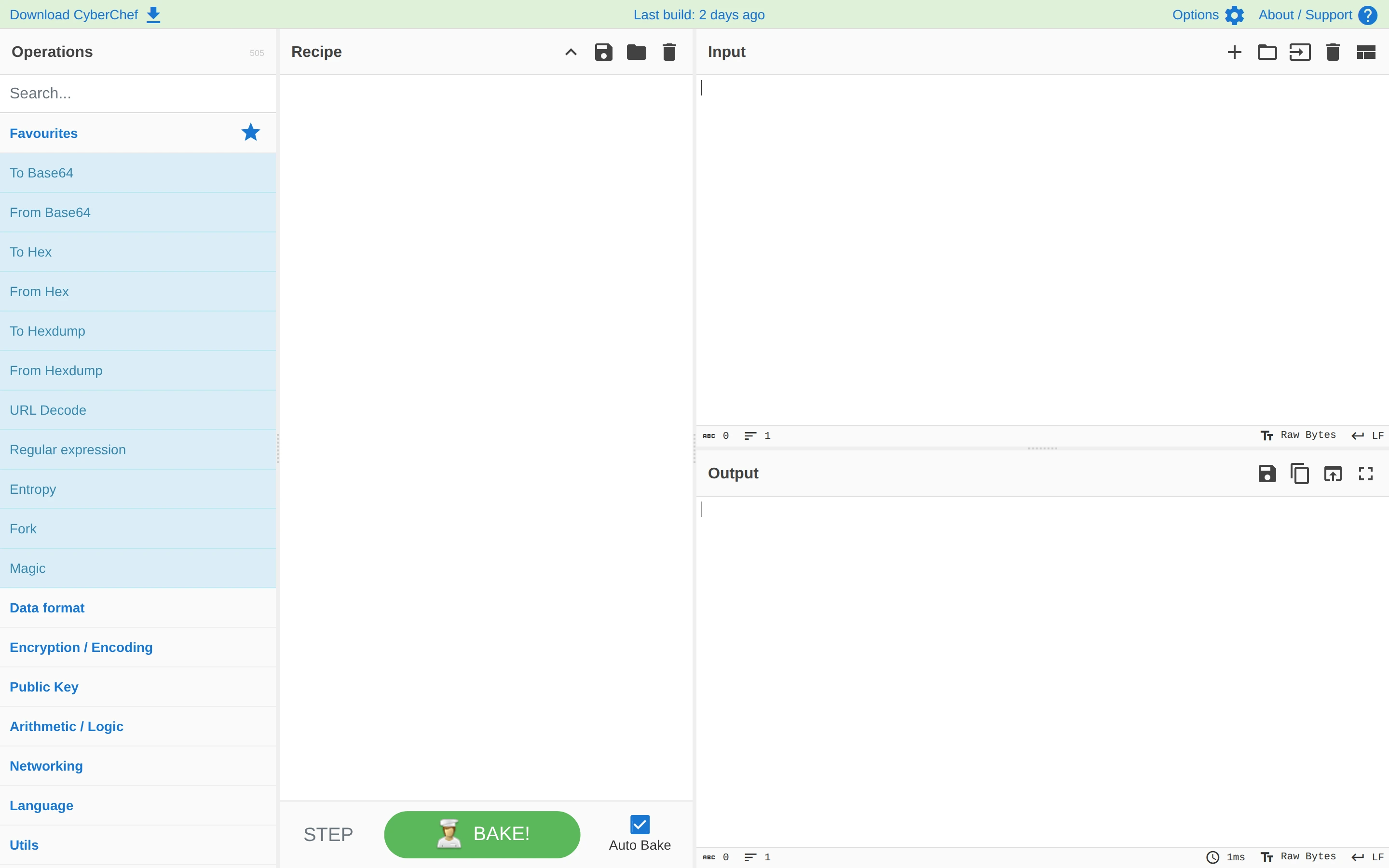 CyberChef — Data transformation — captured interface