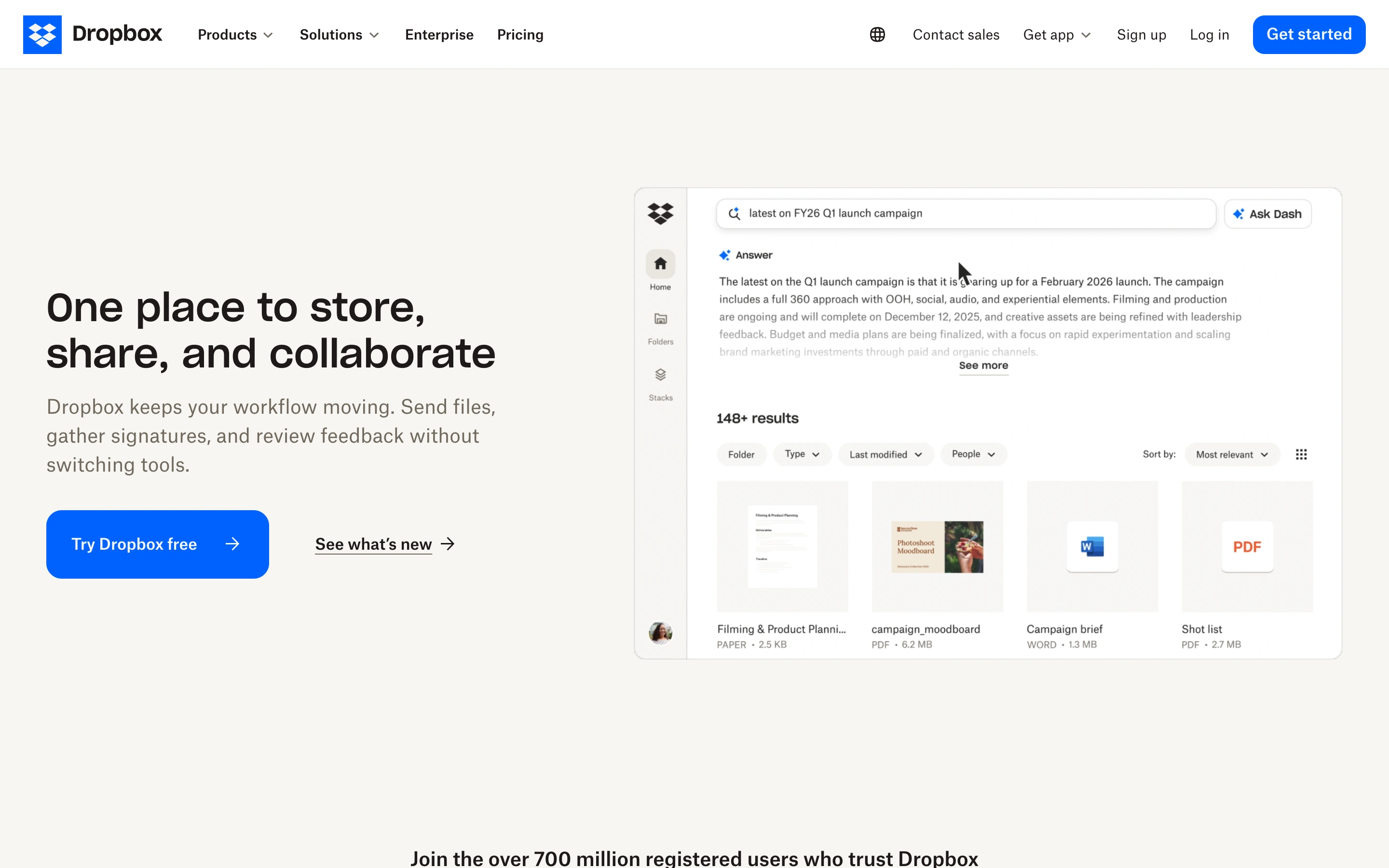 Dropbox — captured interface
