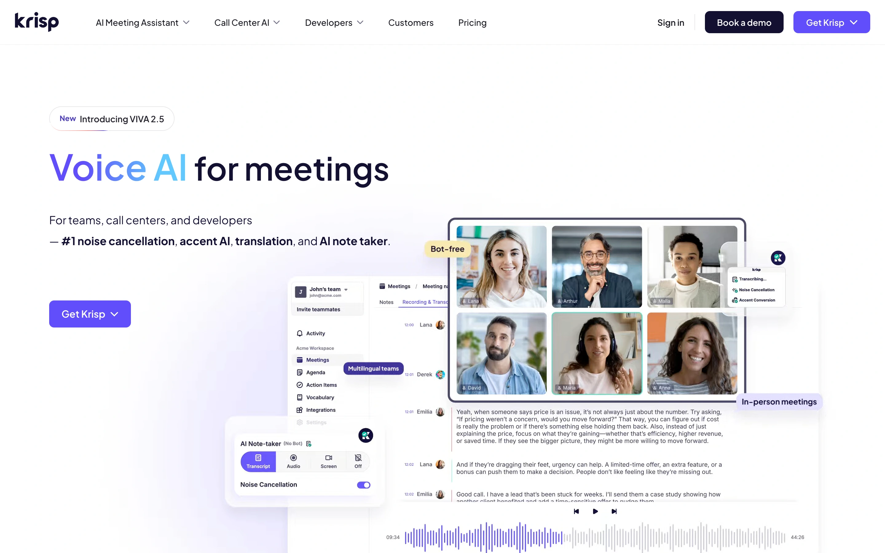 Krisp — captured interface
