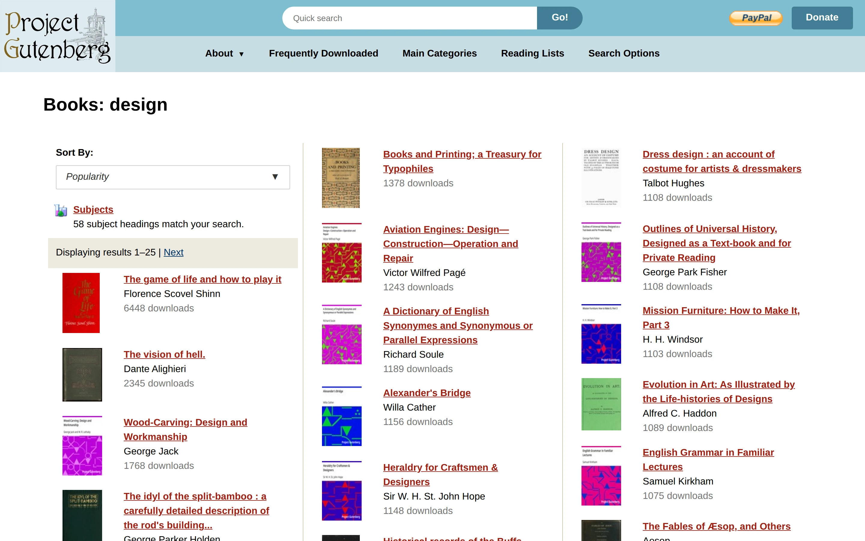 Project Gutenberg — Book search — captured interface