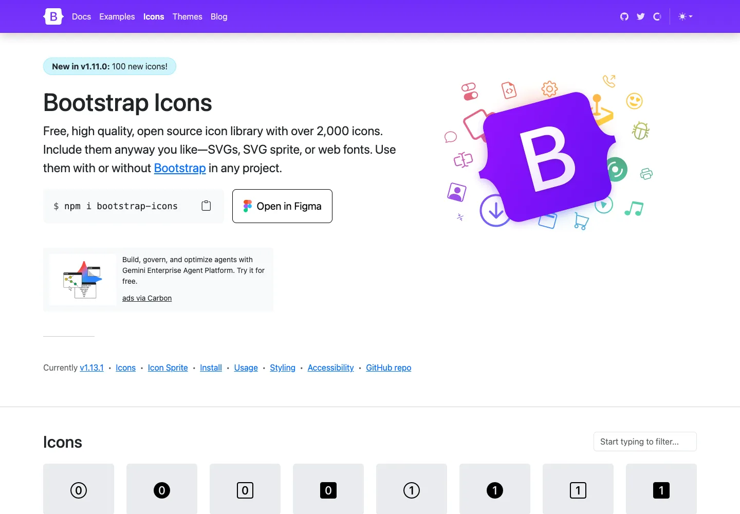 Bootstrap Icons — captured interface