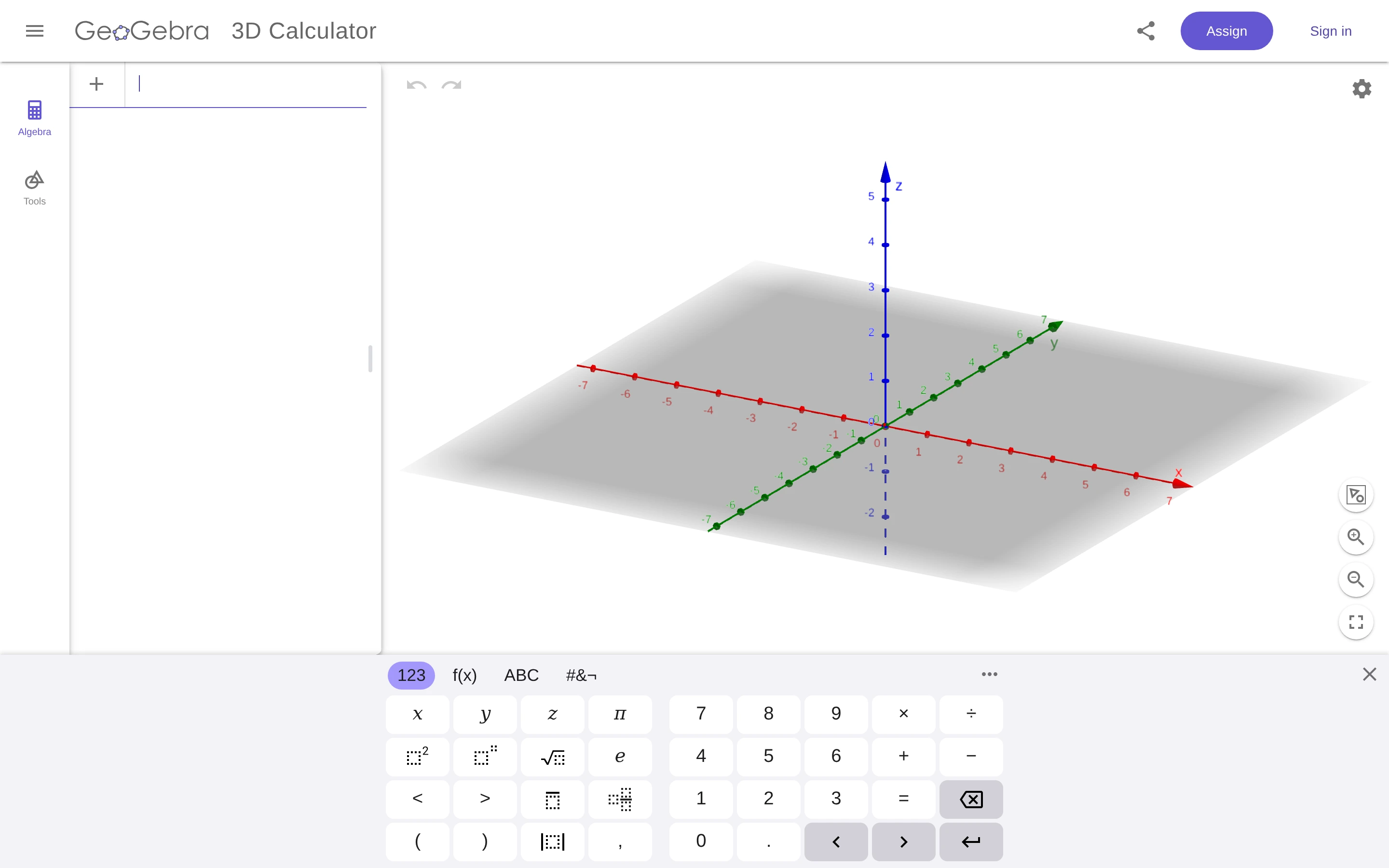 GeoGebra — 3D calculator — captured interface