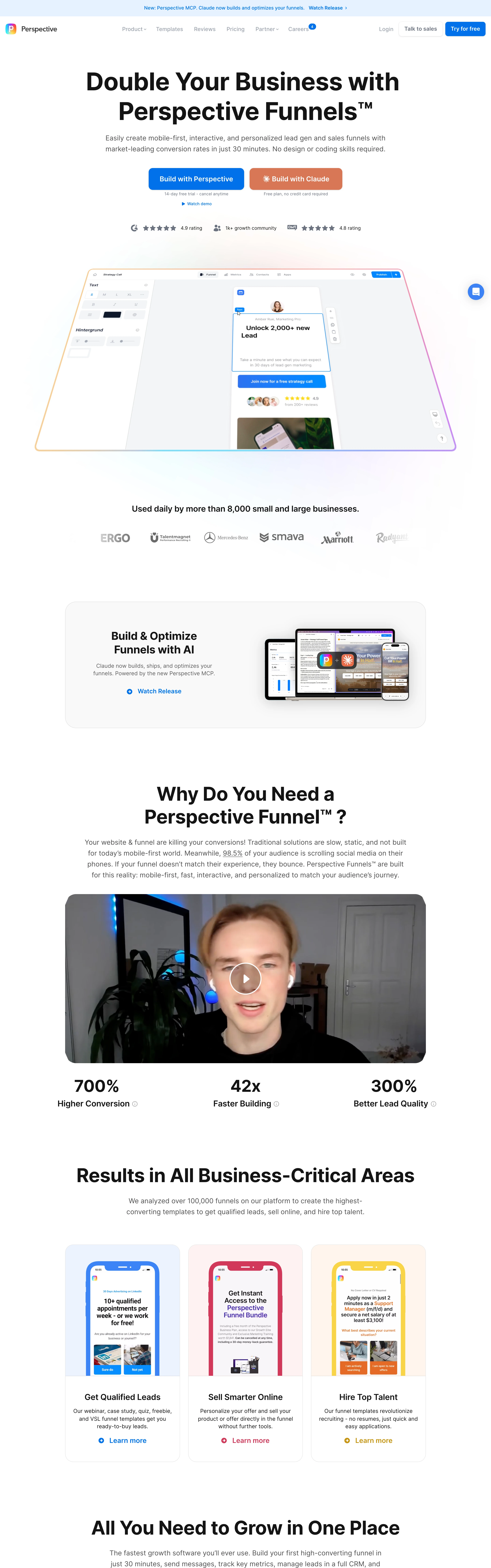 Perspective — Mobile Swipe Funnel — captured interface