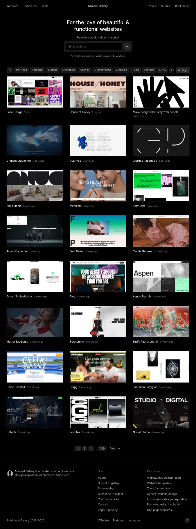 Minimal Gallery — captured interface