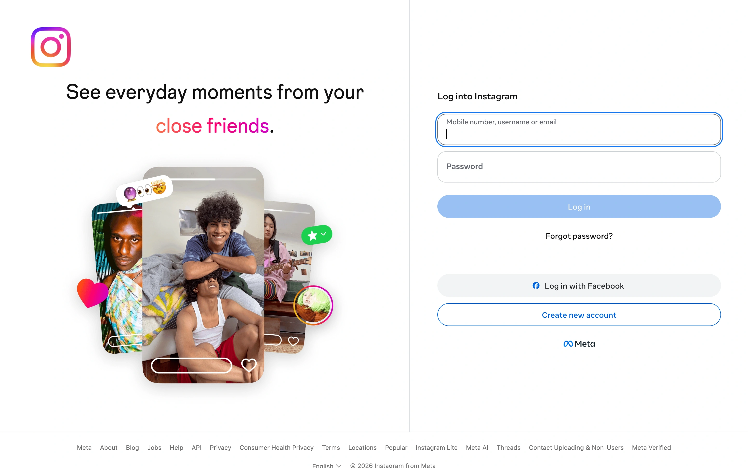 Instagram — Sign in — captured interface