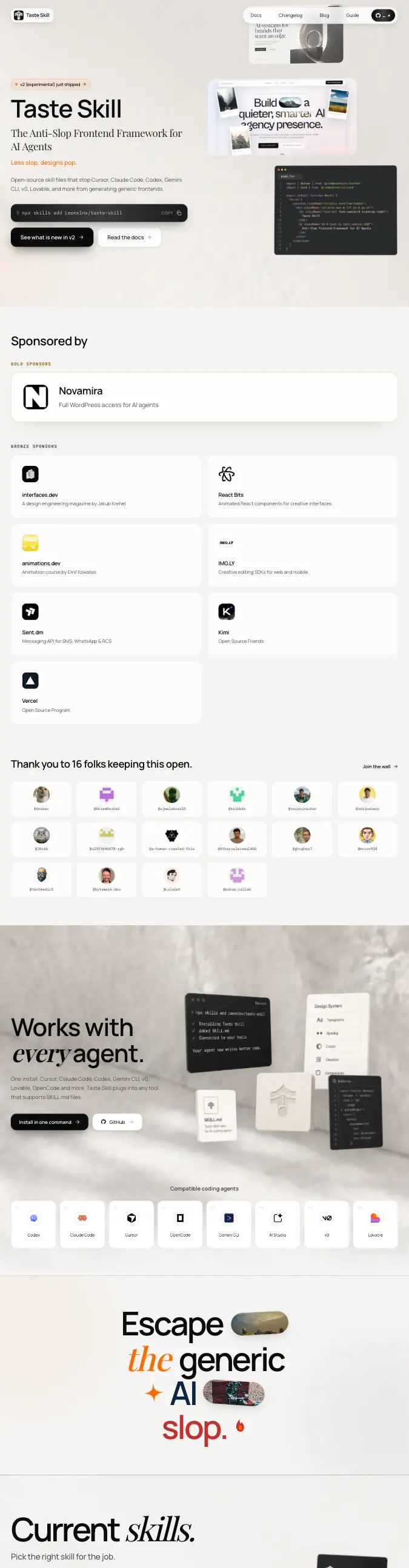 Taste Skill — captured interface