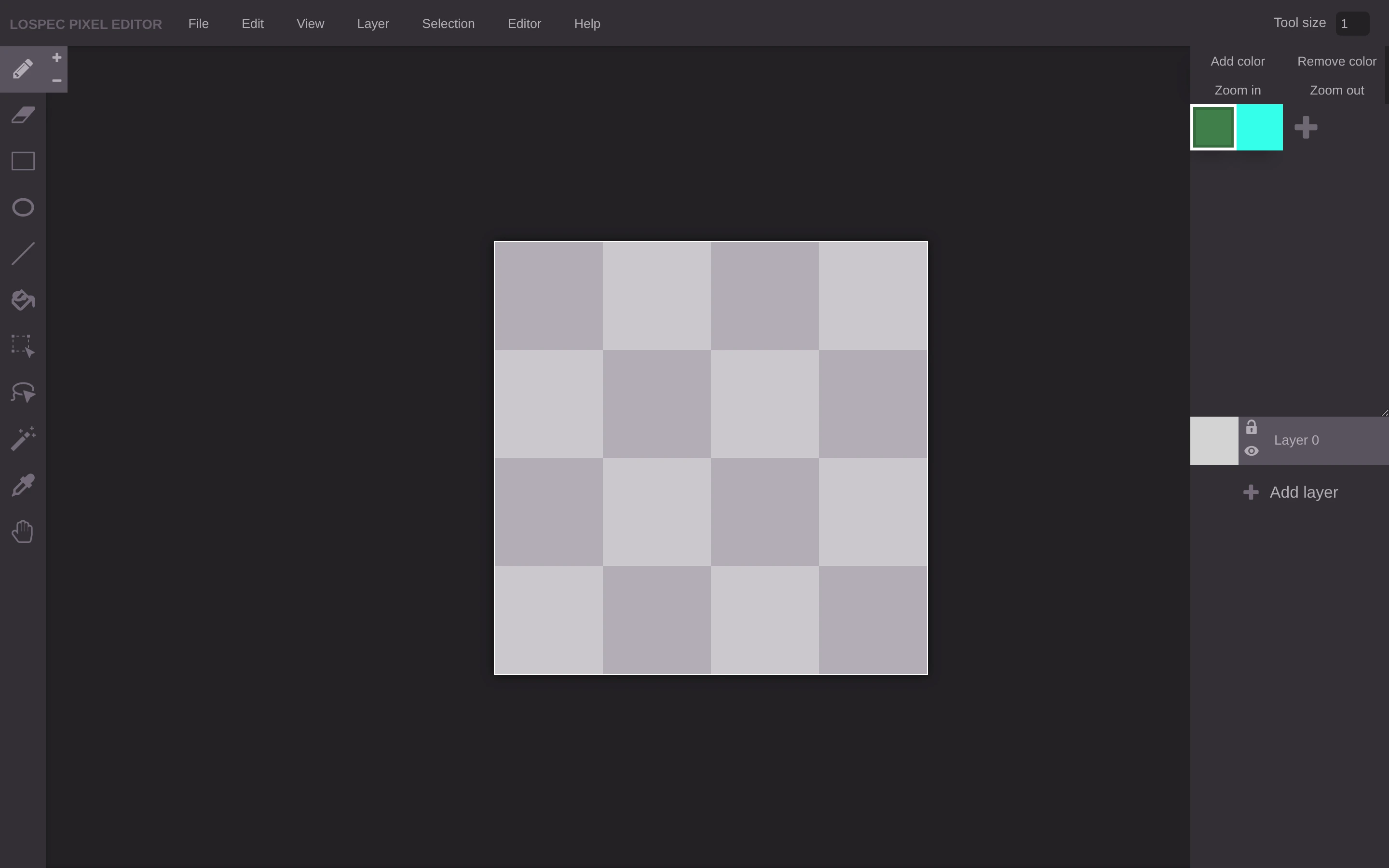 Lospec — Pixel editor — captured interface