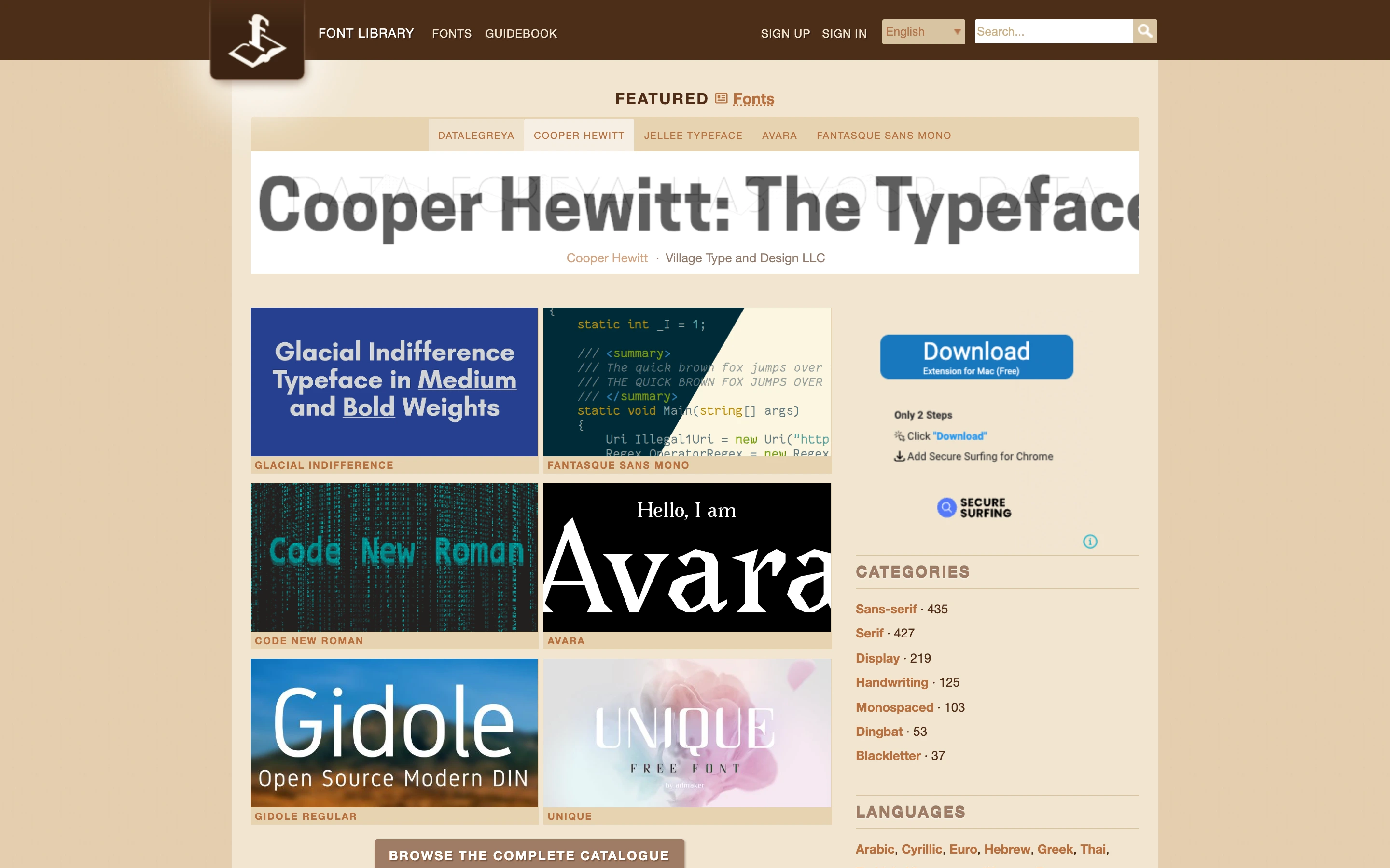 Font Library — captured interface