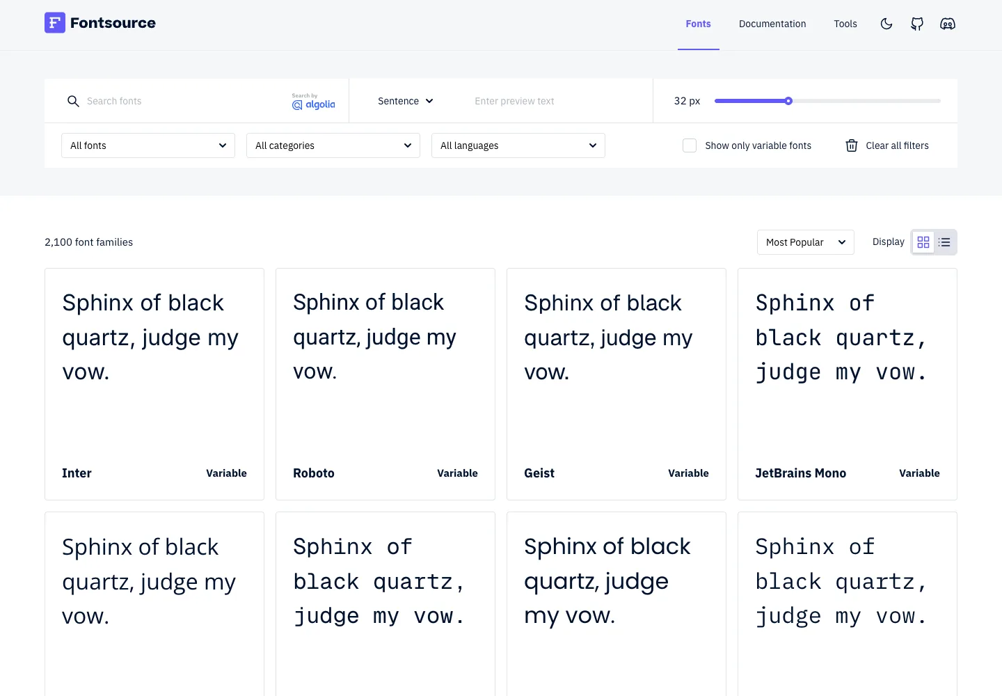 Fontsource — captured interface