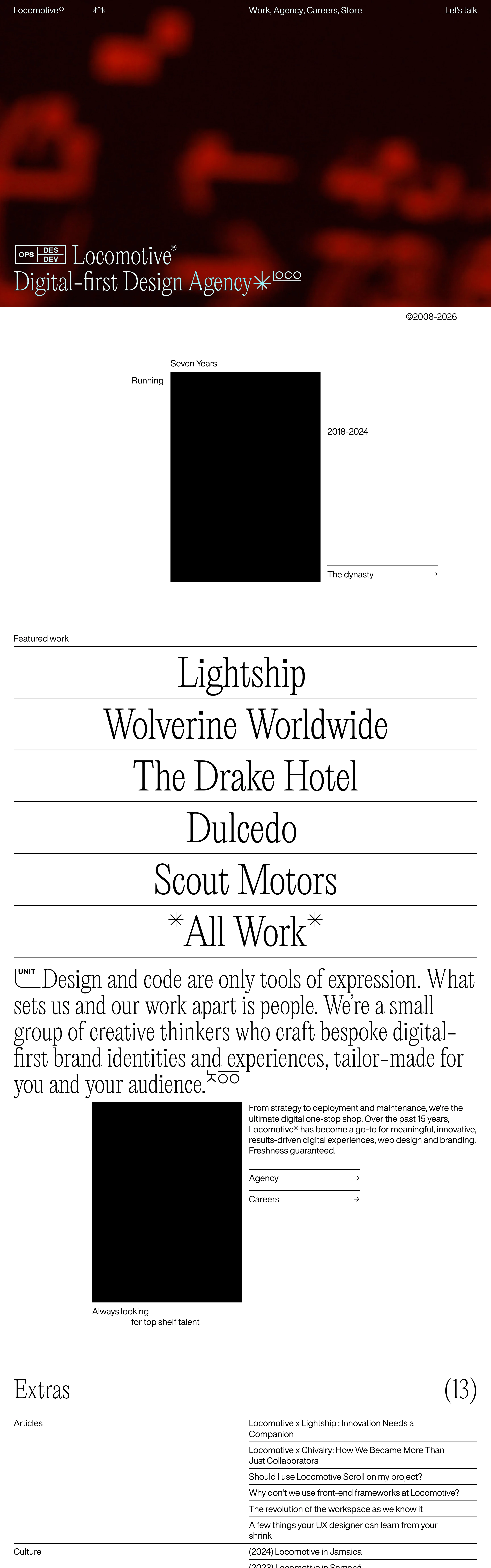 Locomotive — Ledger Serif Agency — captured interface