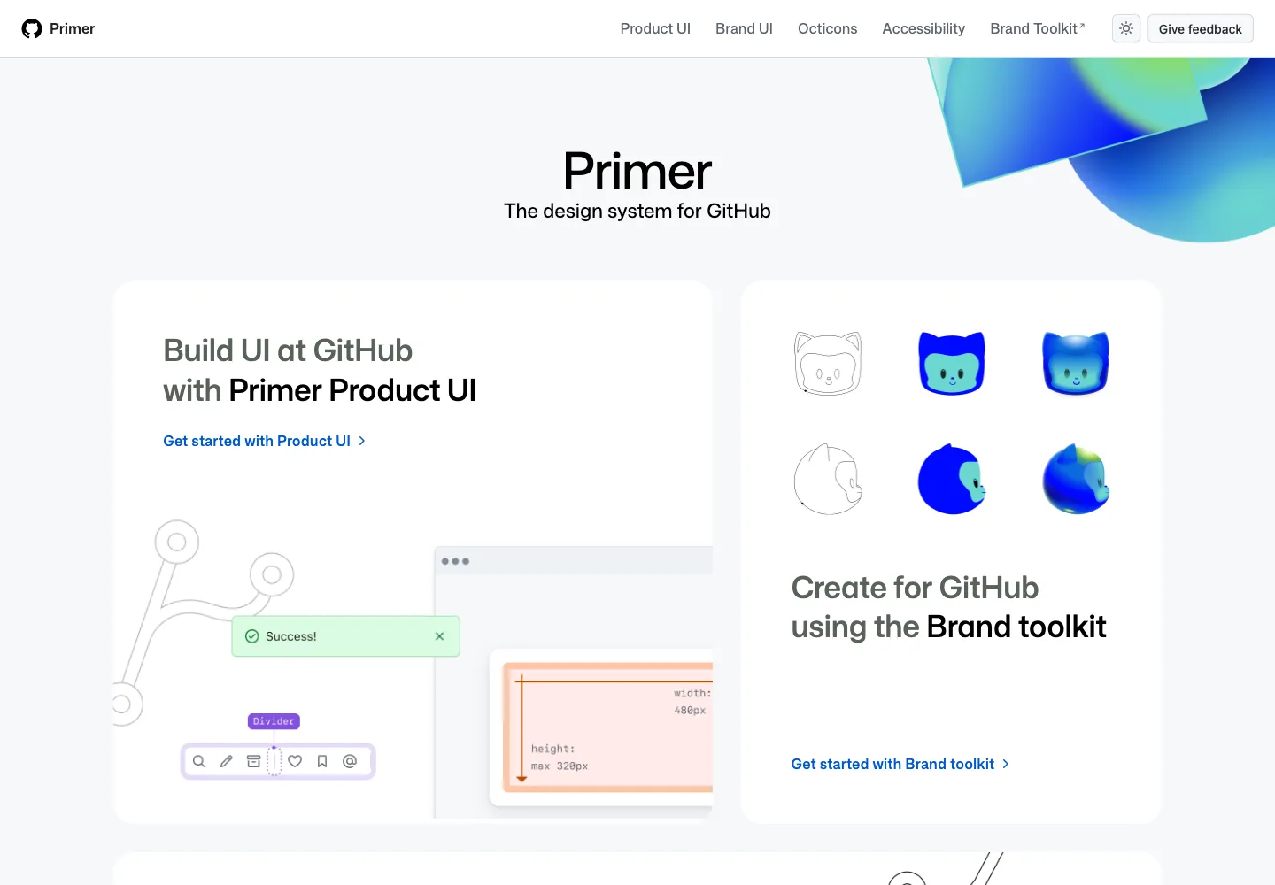 GitHub Primer — captured interface