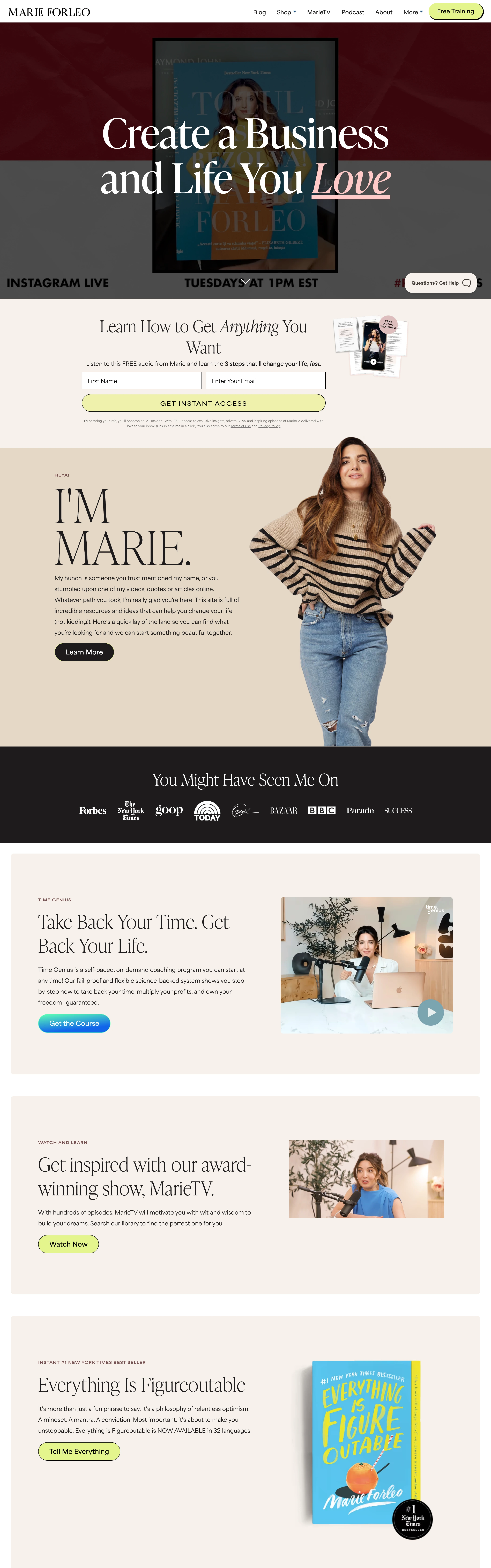 Marie Forleo — captured interface