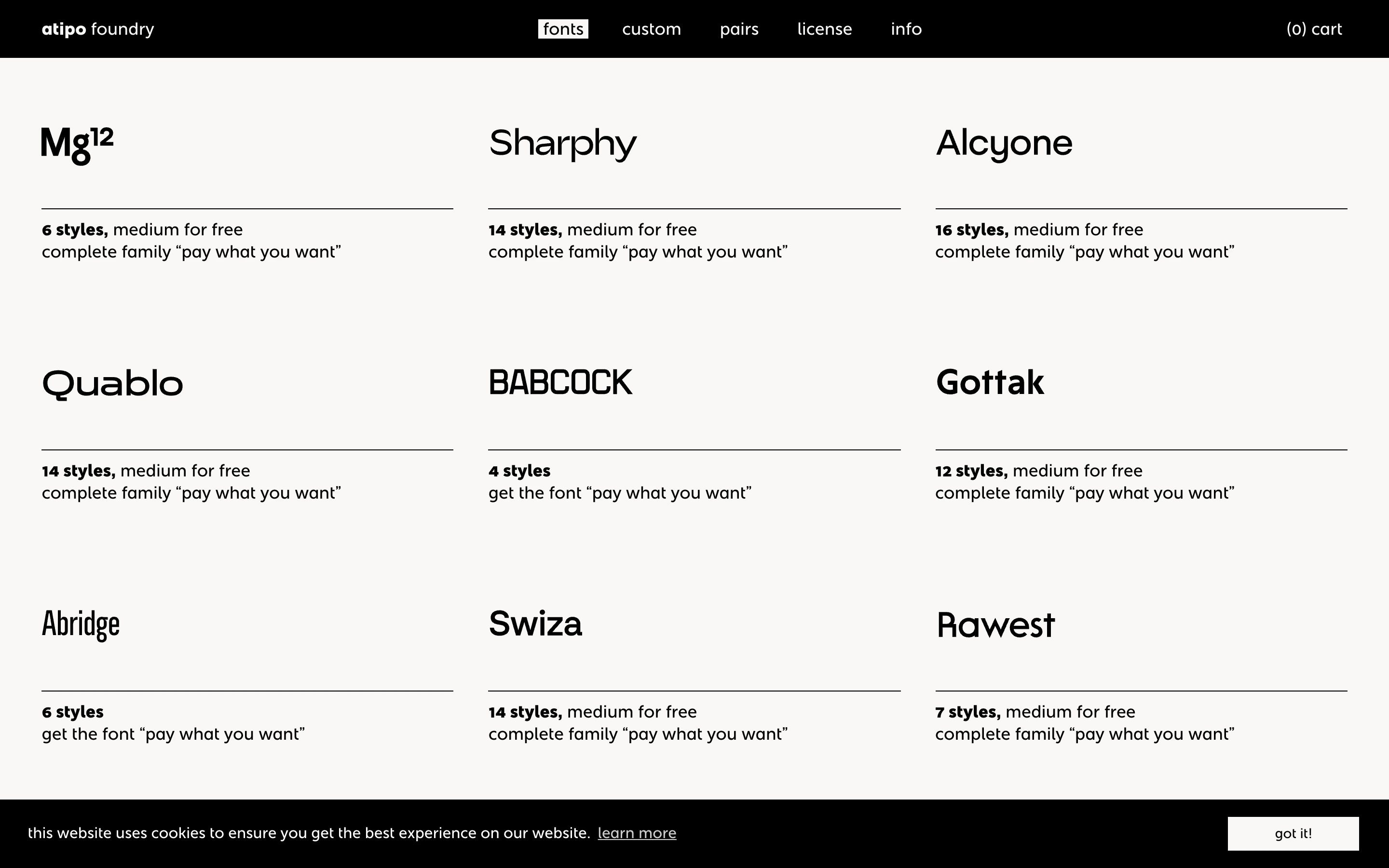 Atipo Foundry — captured interface