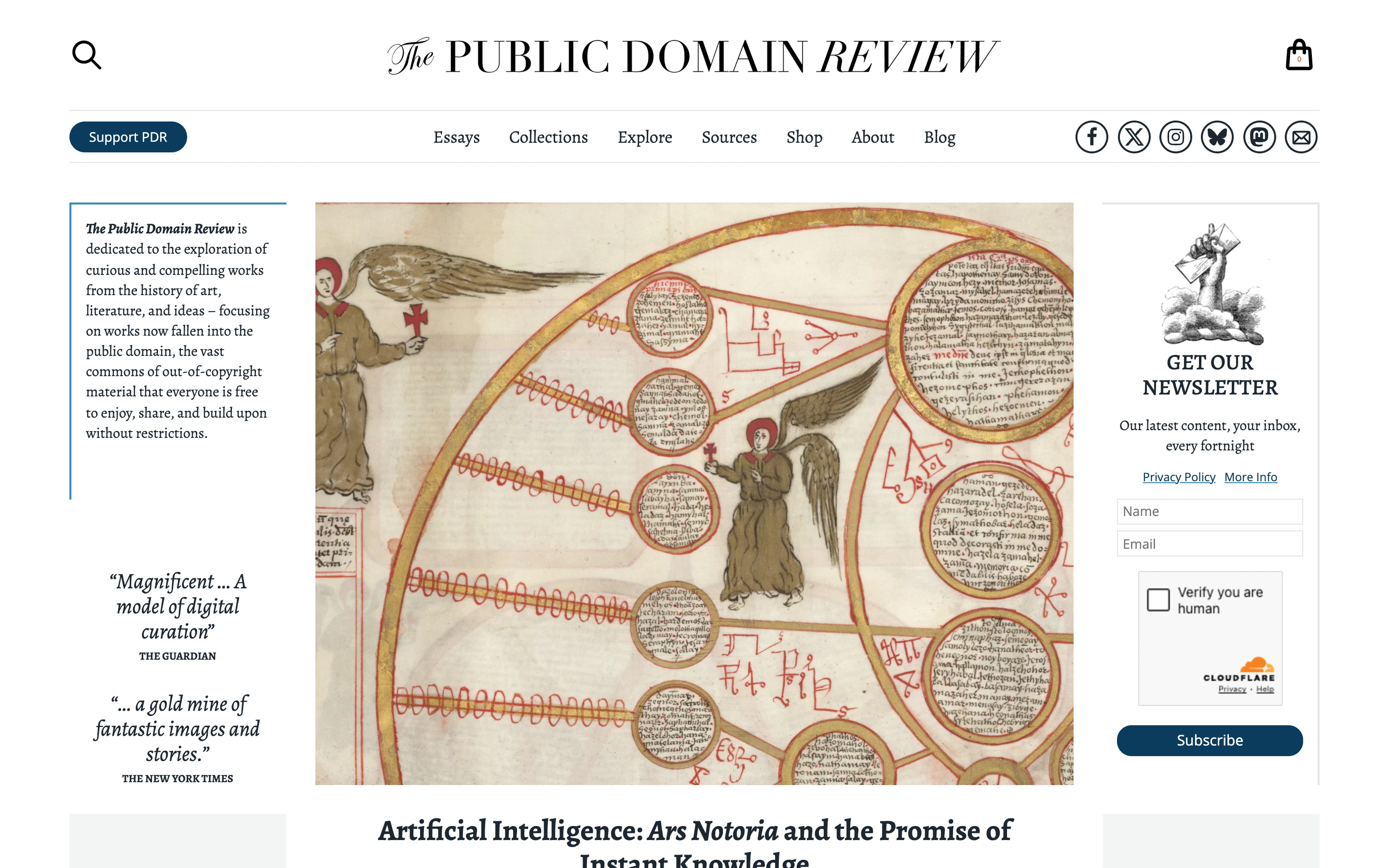 The Public Domain Review — captured interface