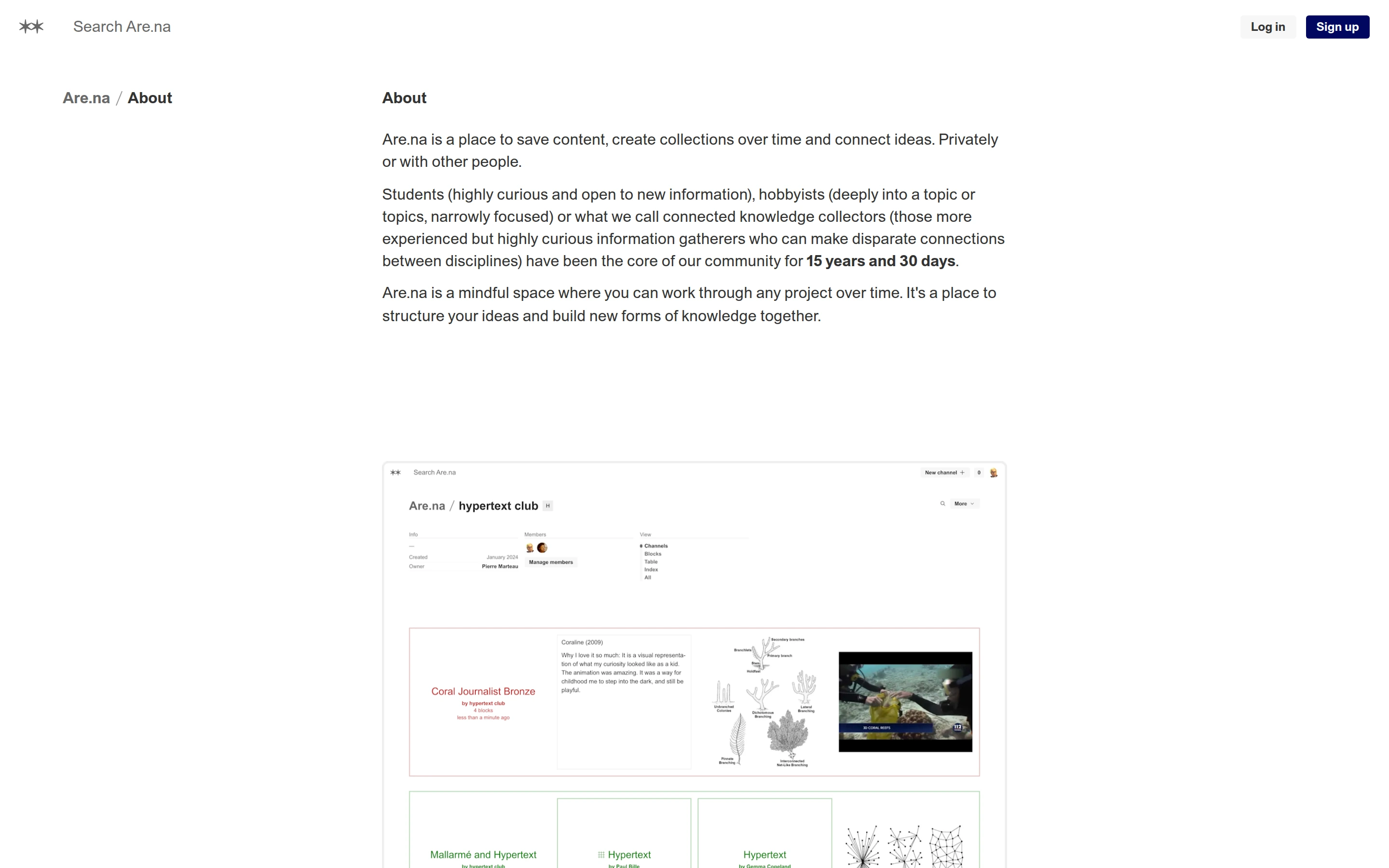 Are.na — captured interface