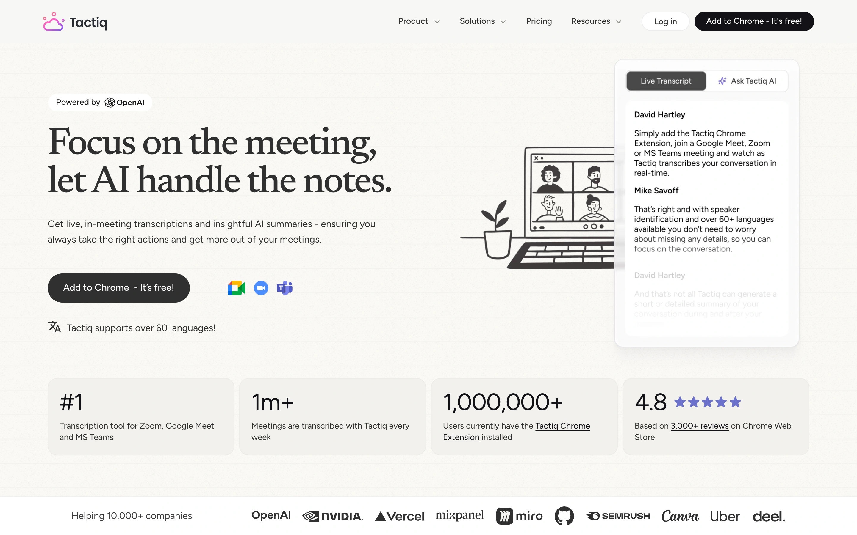 Tactiq — captured interface