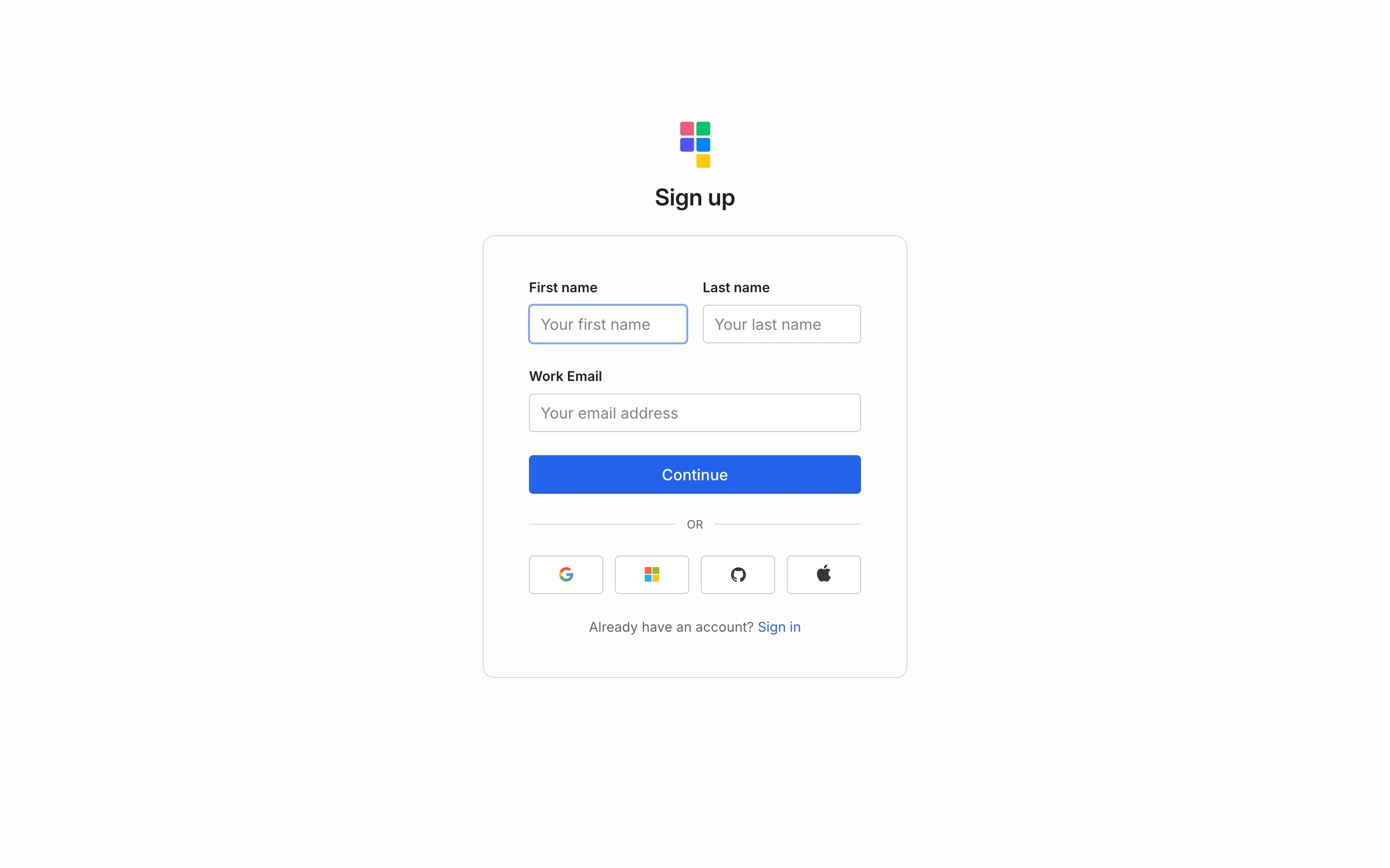 Quadratic — Account entry — captured interface
