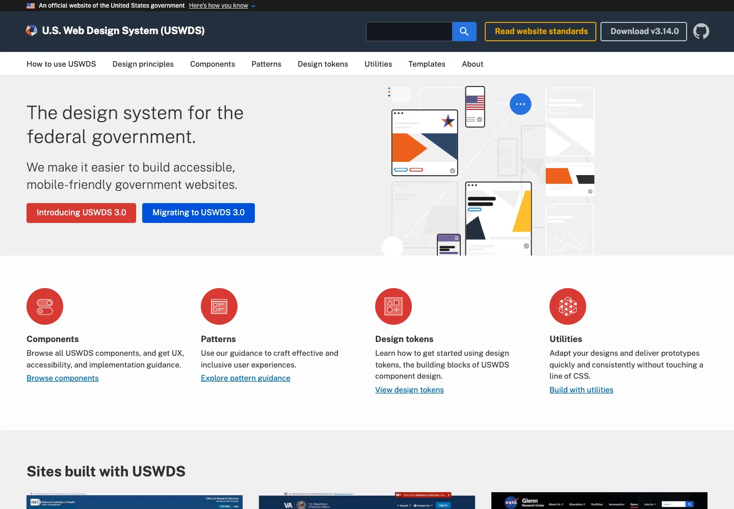 U.S. Web Design System — captured interface