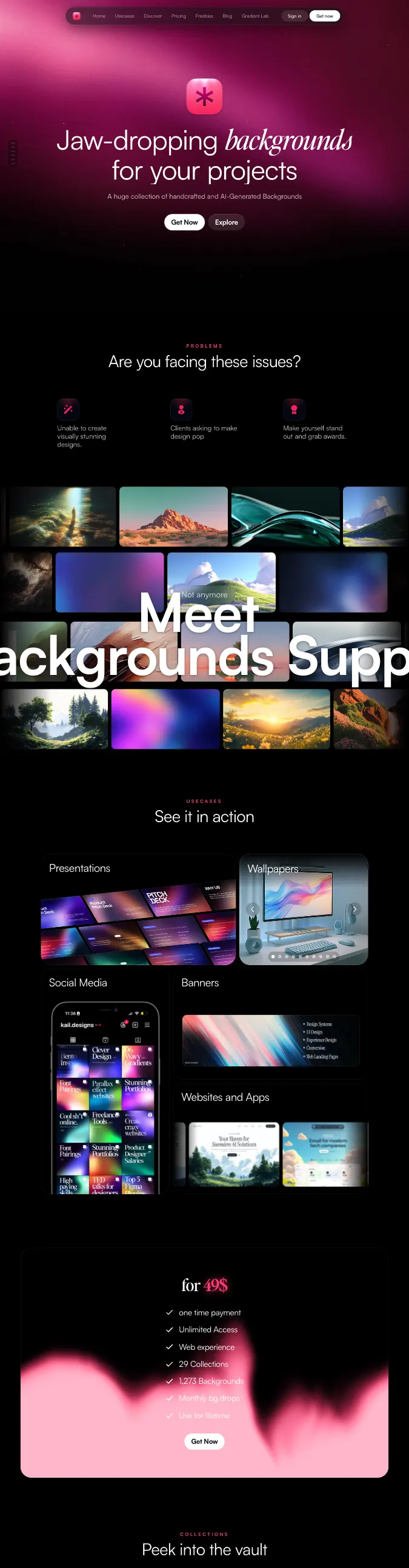 Backgrounds Supply — captured interface