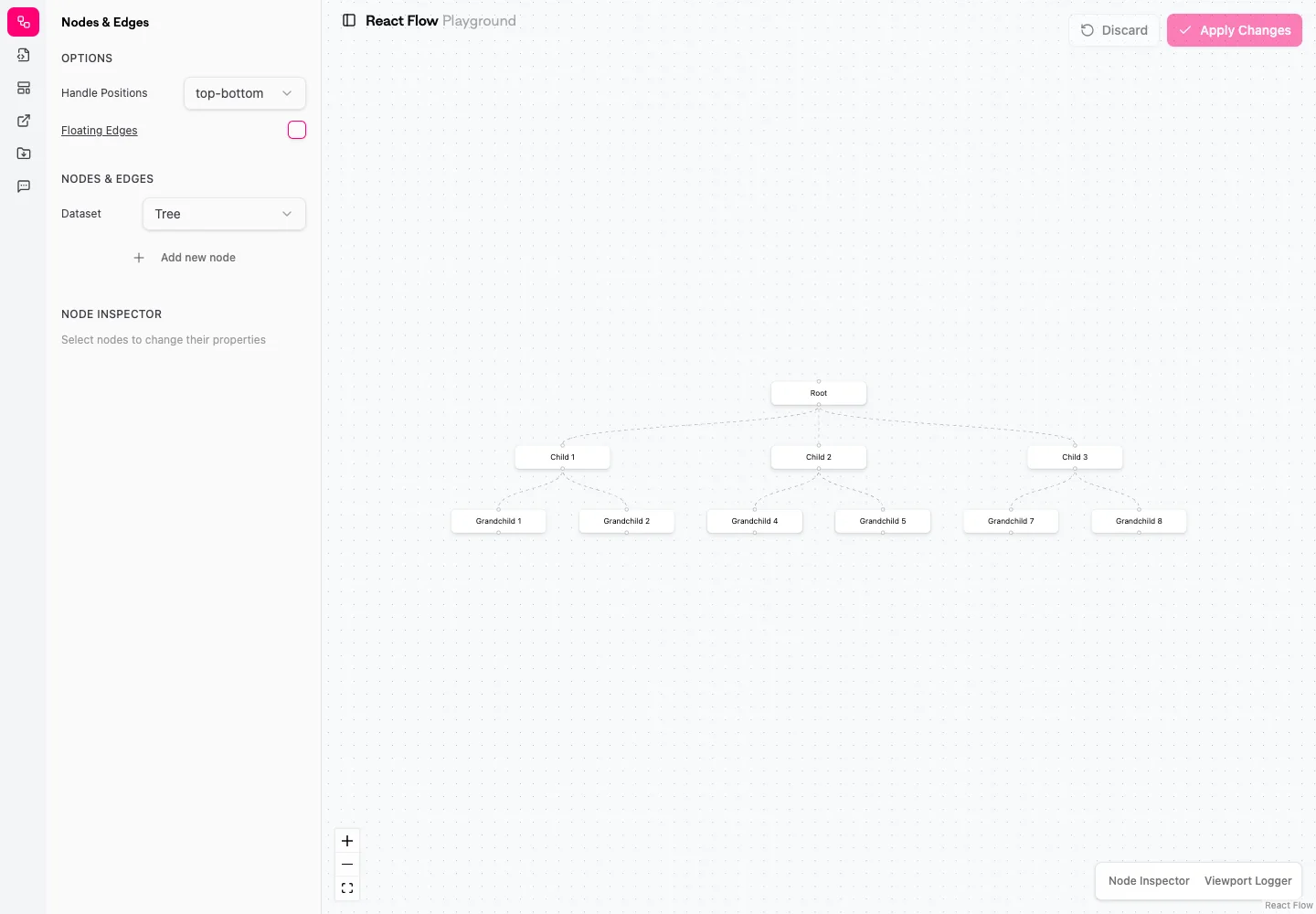 React Flow — Playground — captured interface