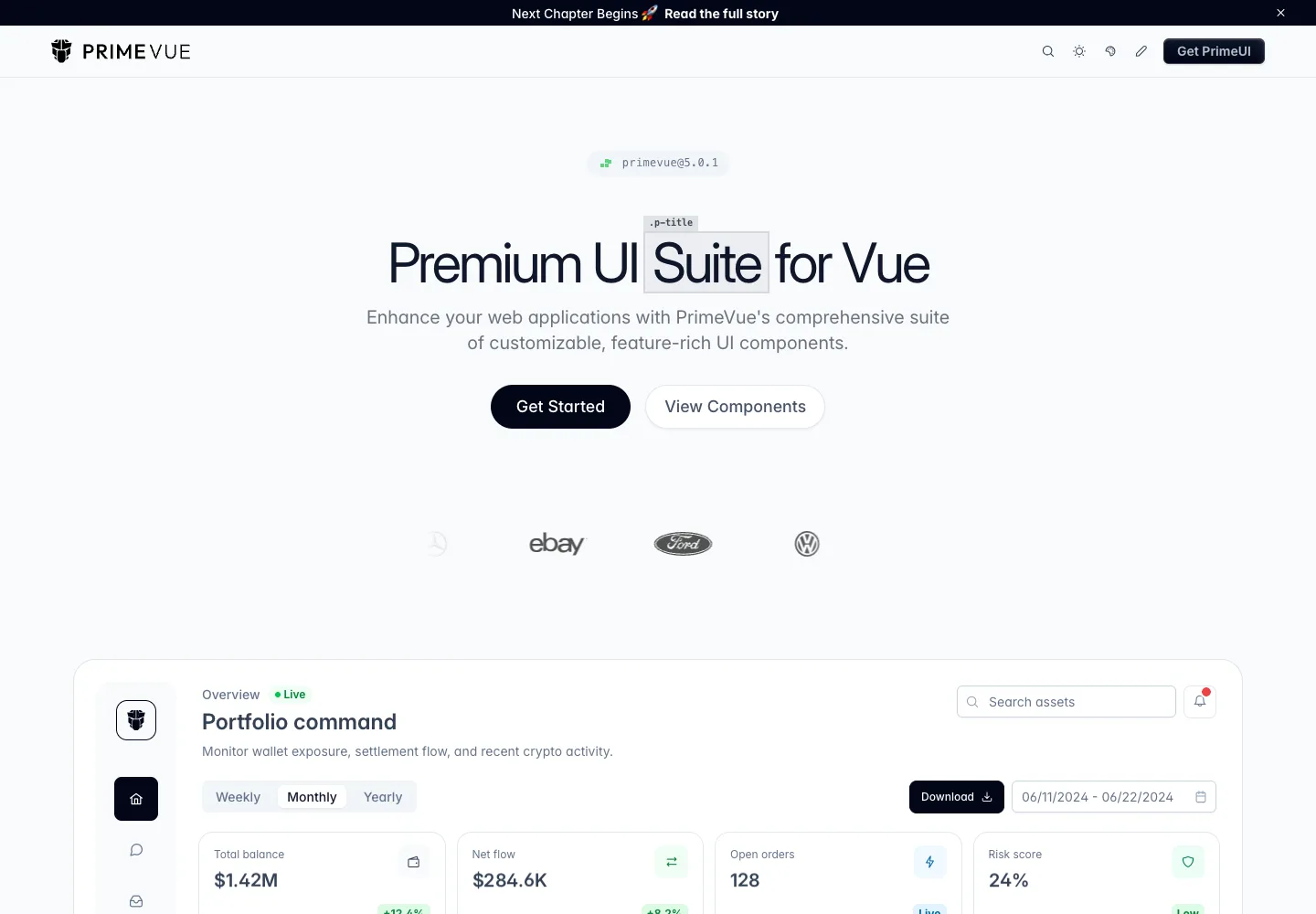 PrimeVue — captured interface