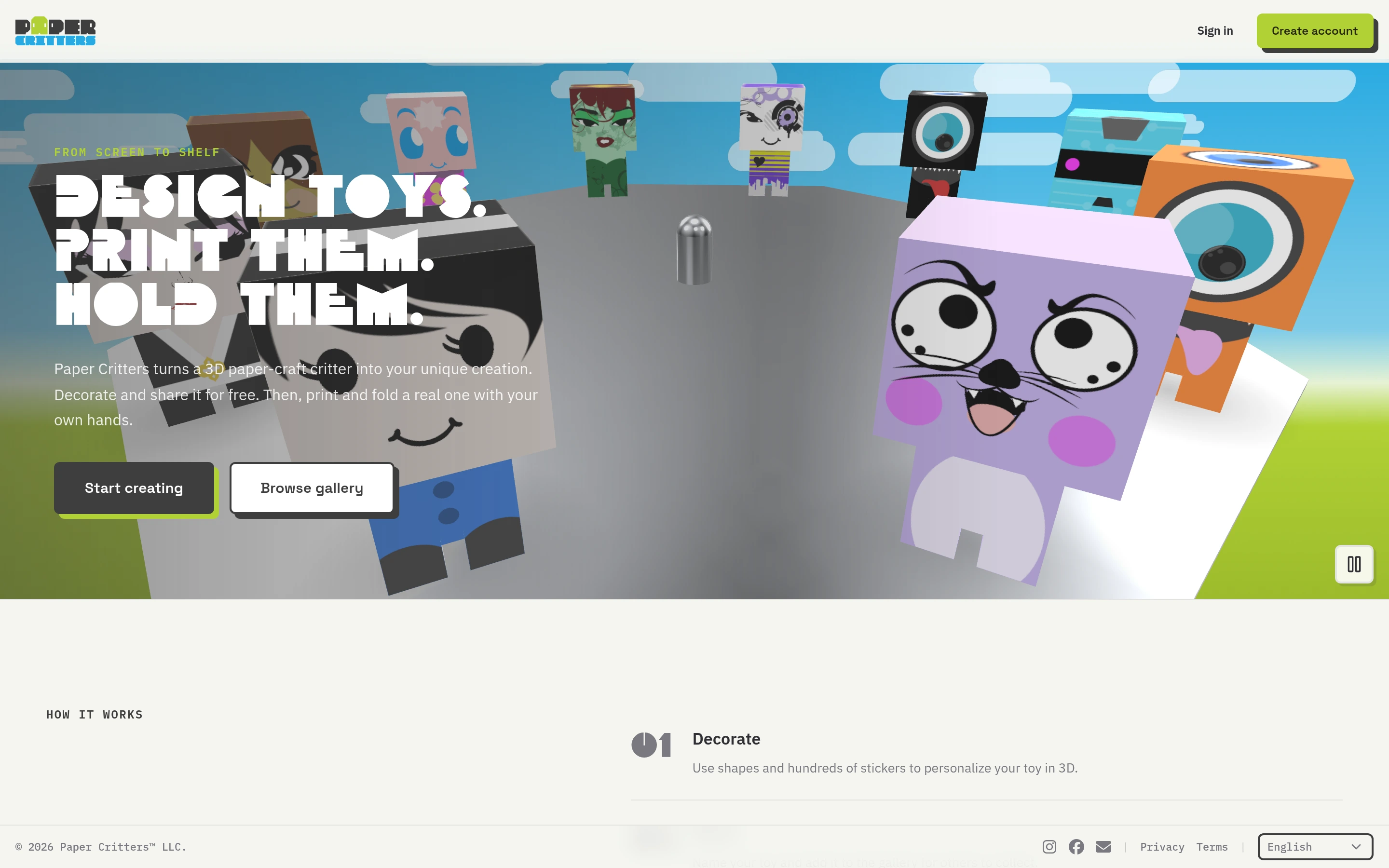 Paper Critters — captured interface