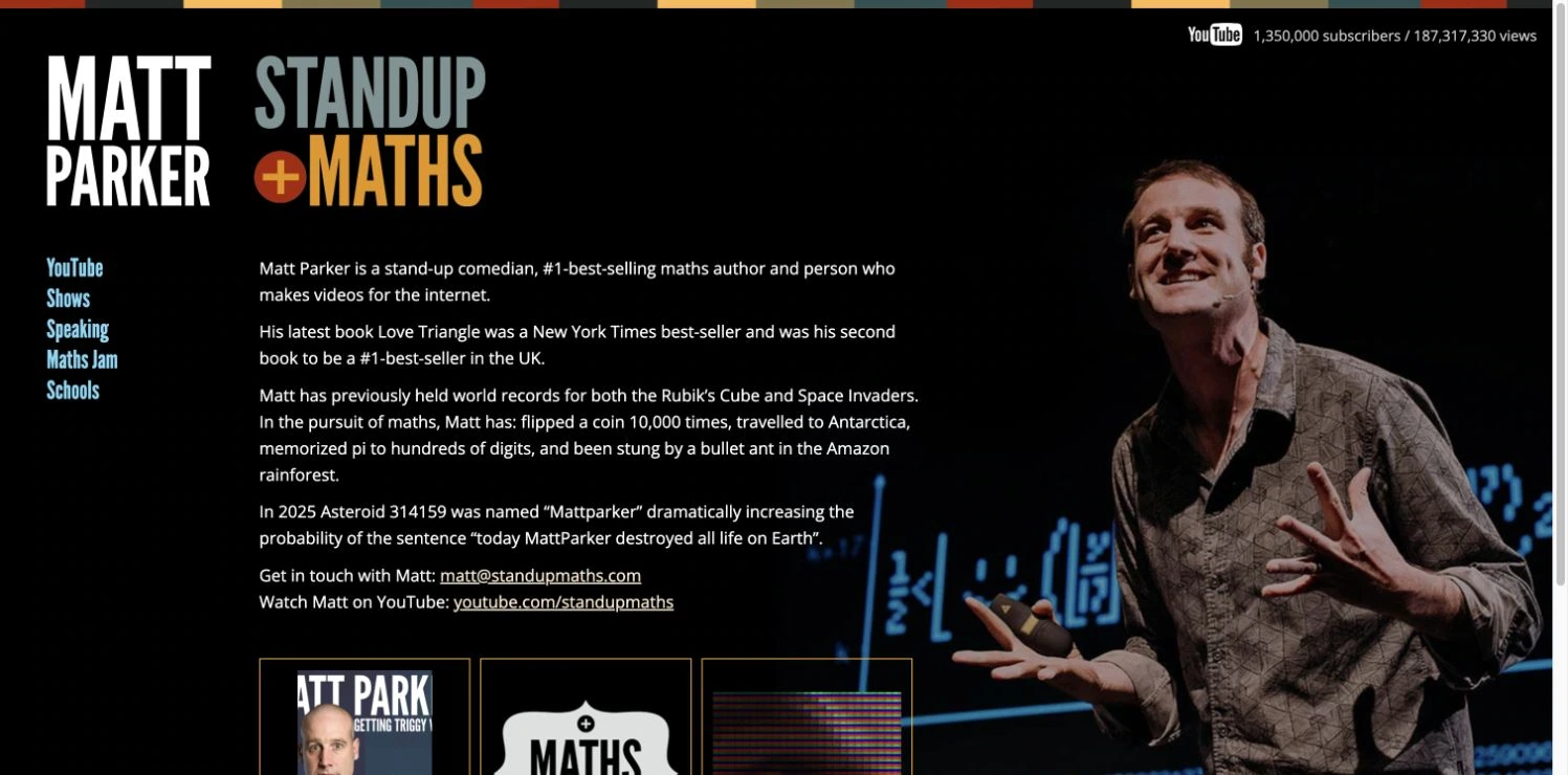 Matt Parker — Stand-up Maths — captured interface