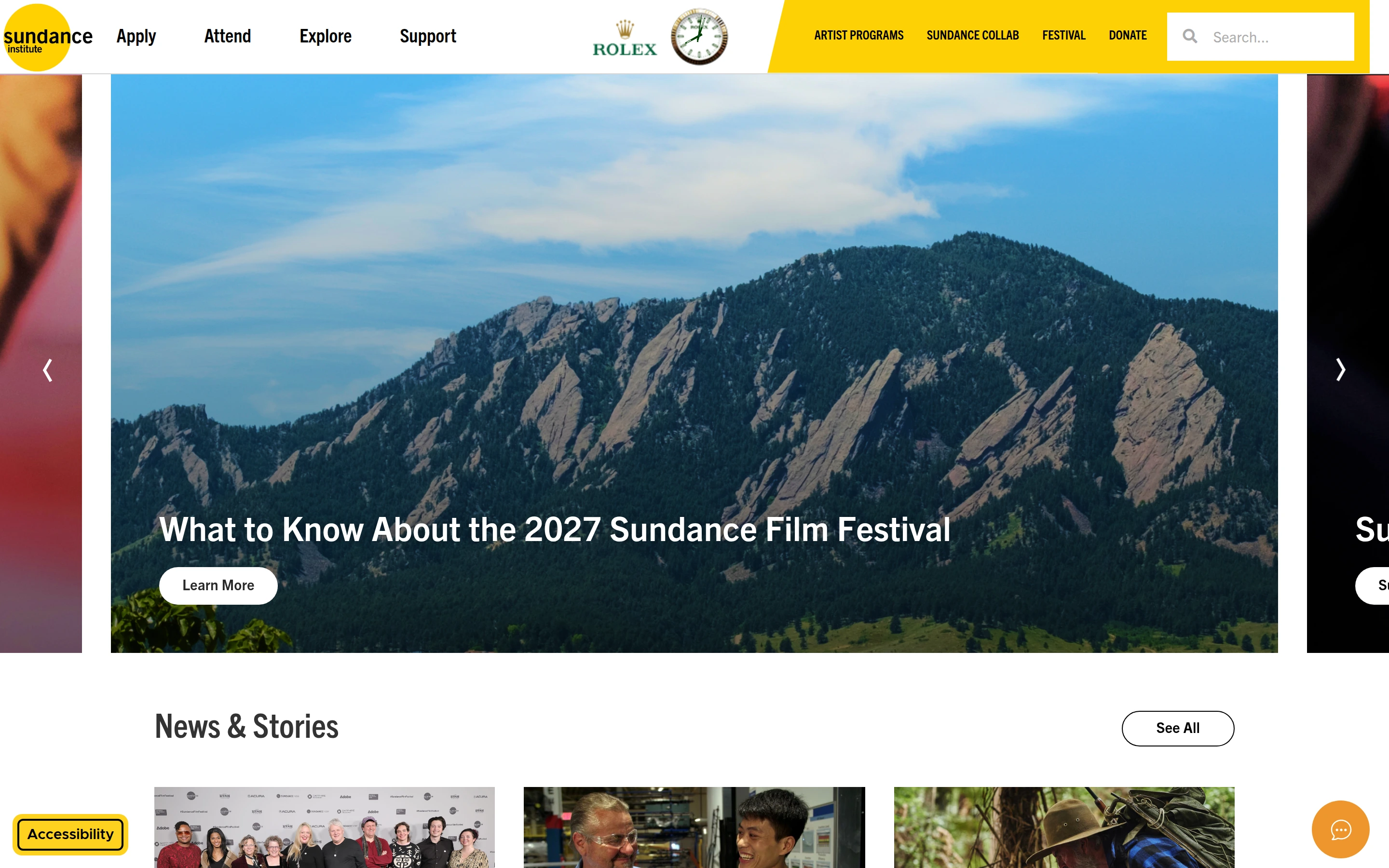 Sundance Institute — captured interface