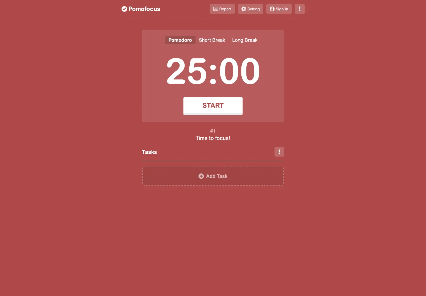 Pomofocus — Focus timer — captured interface