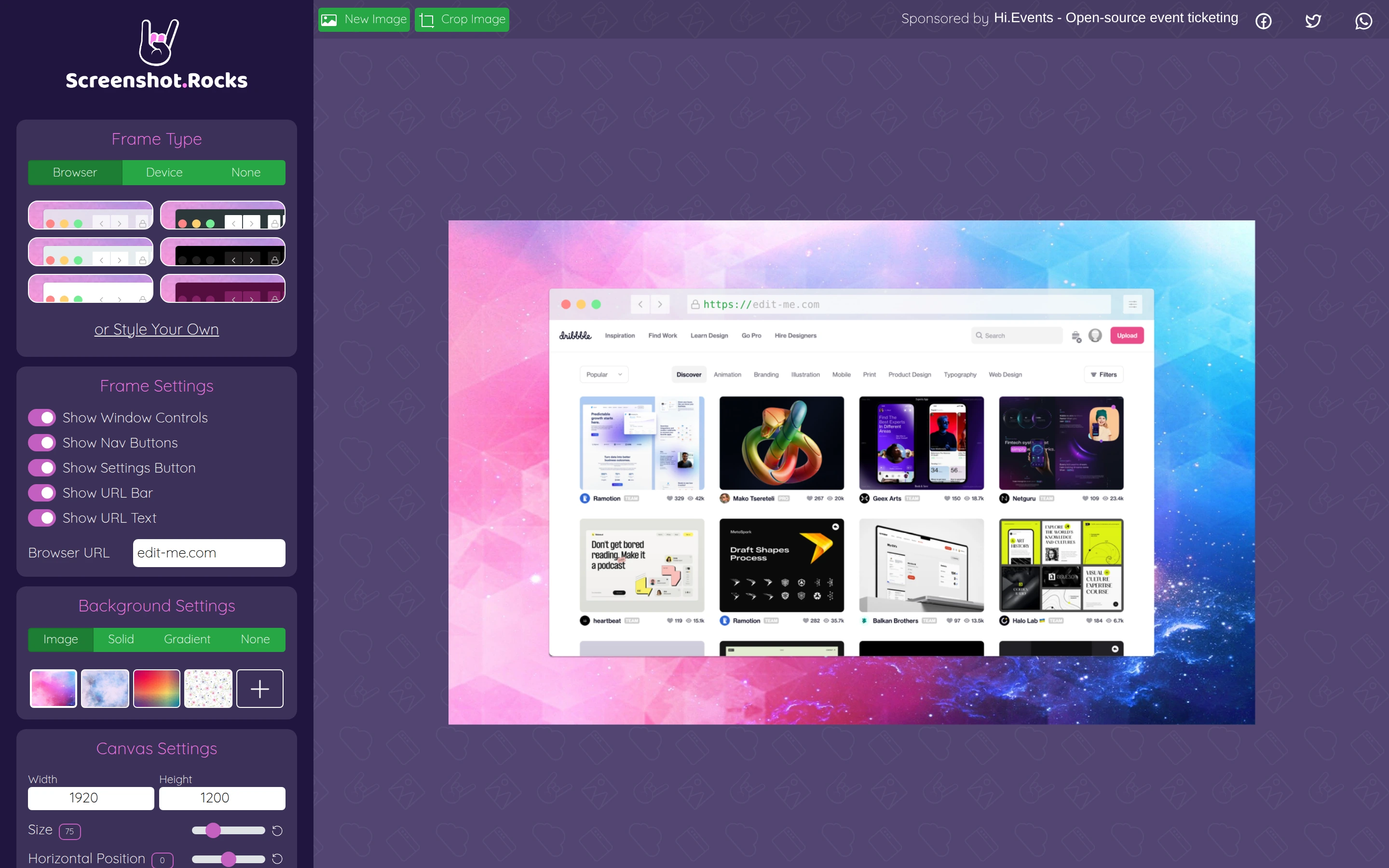 Screenshot Rocks — Mockup builder — captured interface