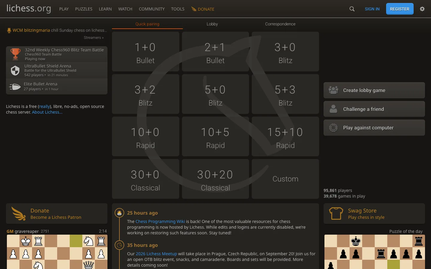 Lichess — Lobby — captured interface