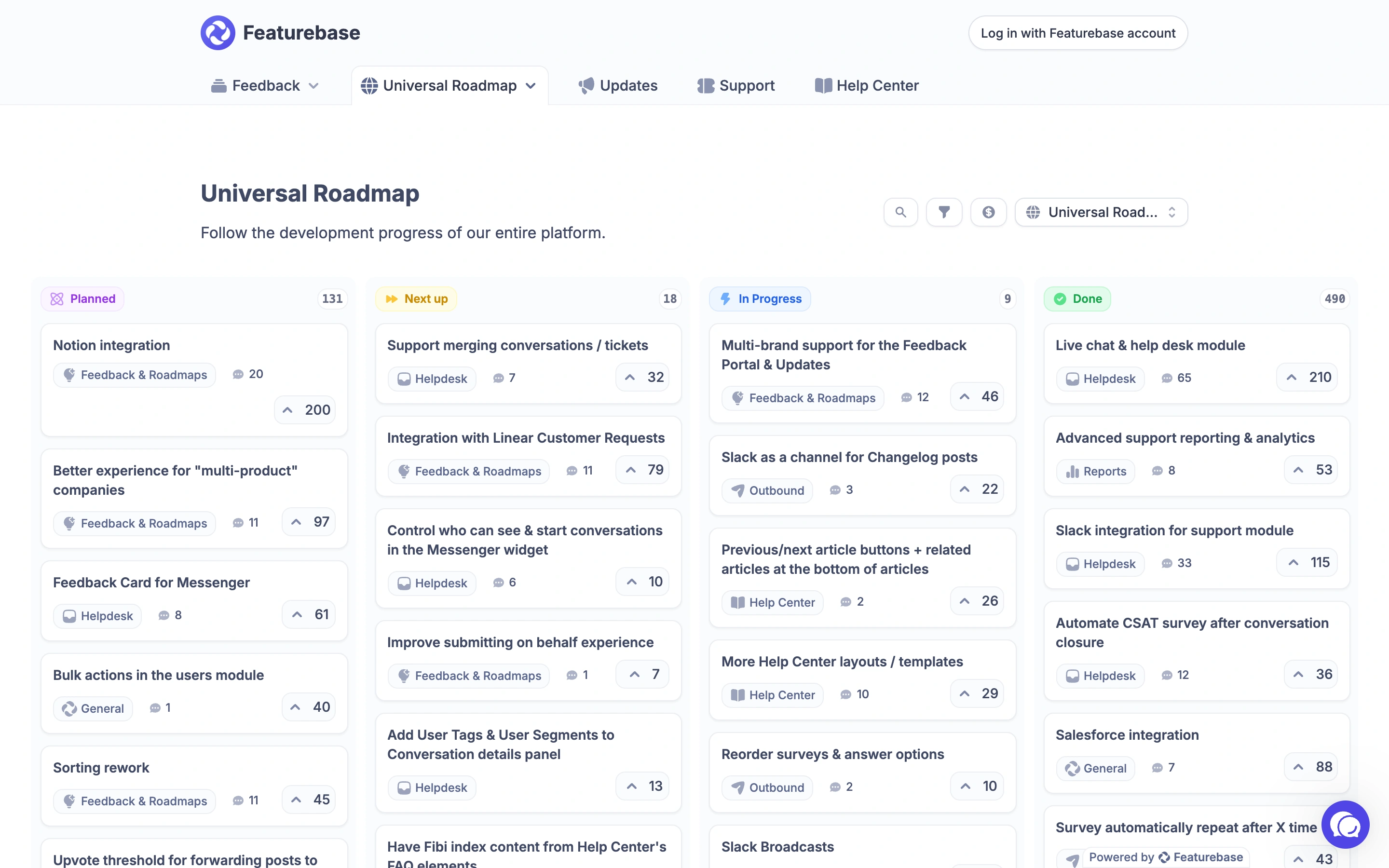 Featurebase — Roadmap — captured interface