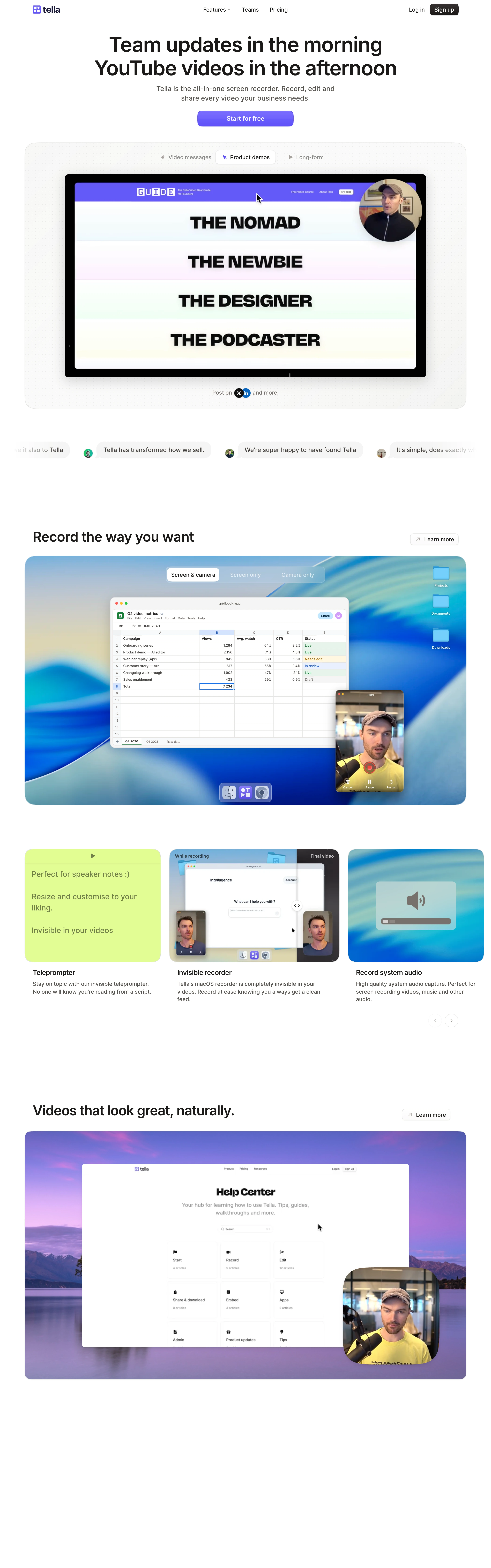 Tella — captured interface
