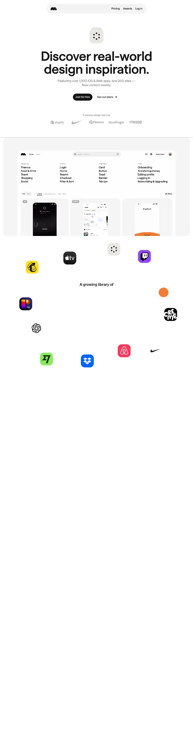 Mobbin — captured interface
