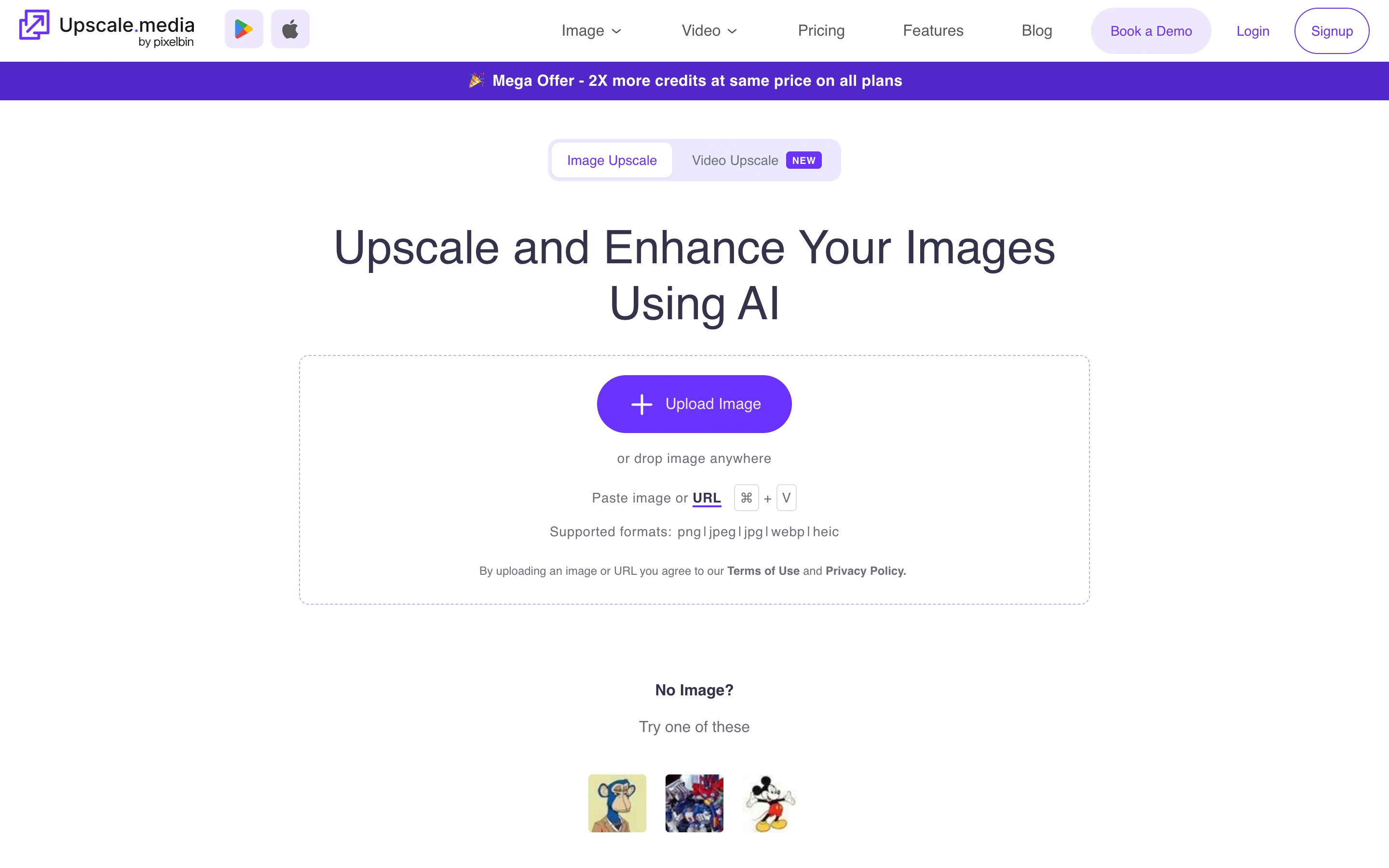 Upscale.media — Upload workspace — captured interface
