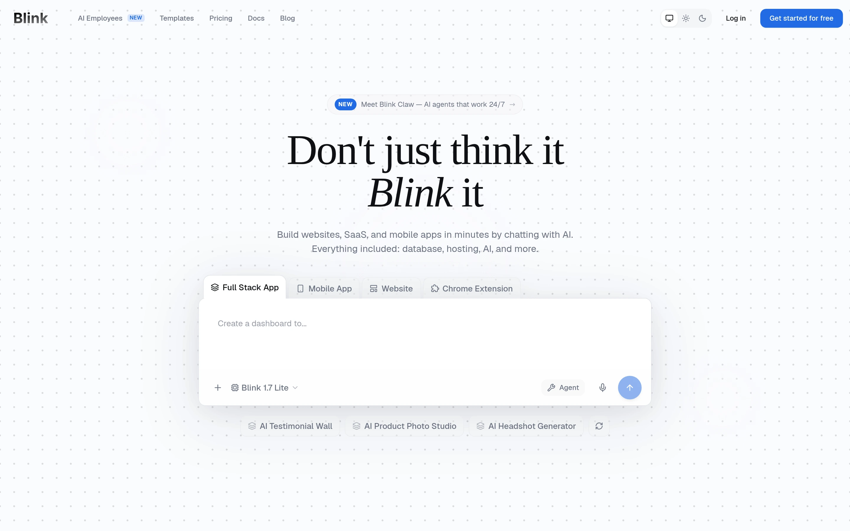 Blink.new — captured interface
