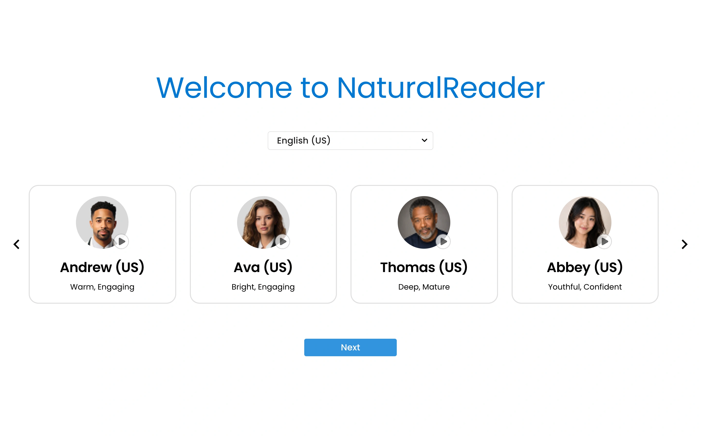 NaturalReader — Voice onboarding — captured interface