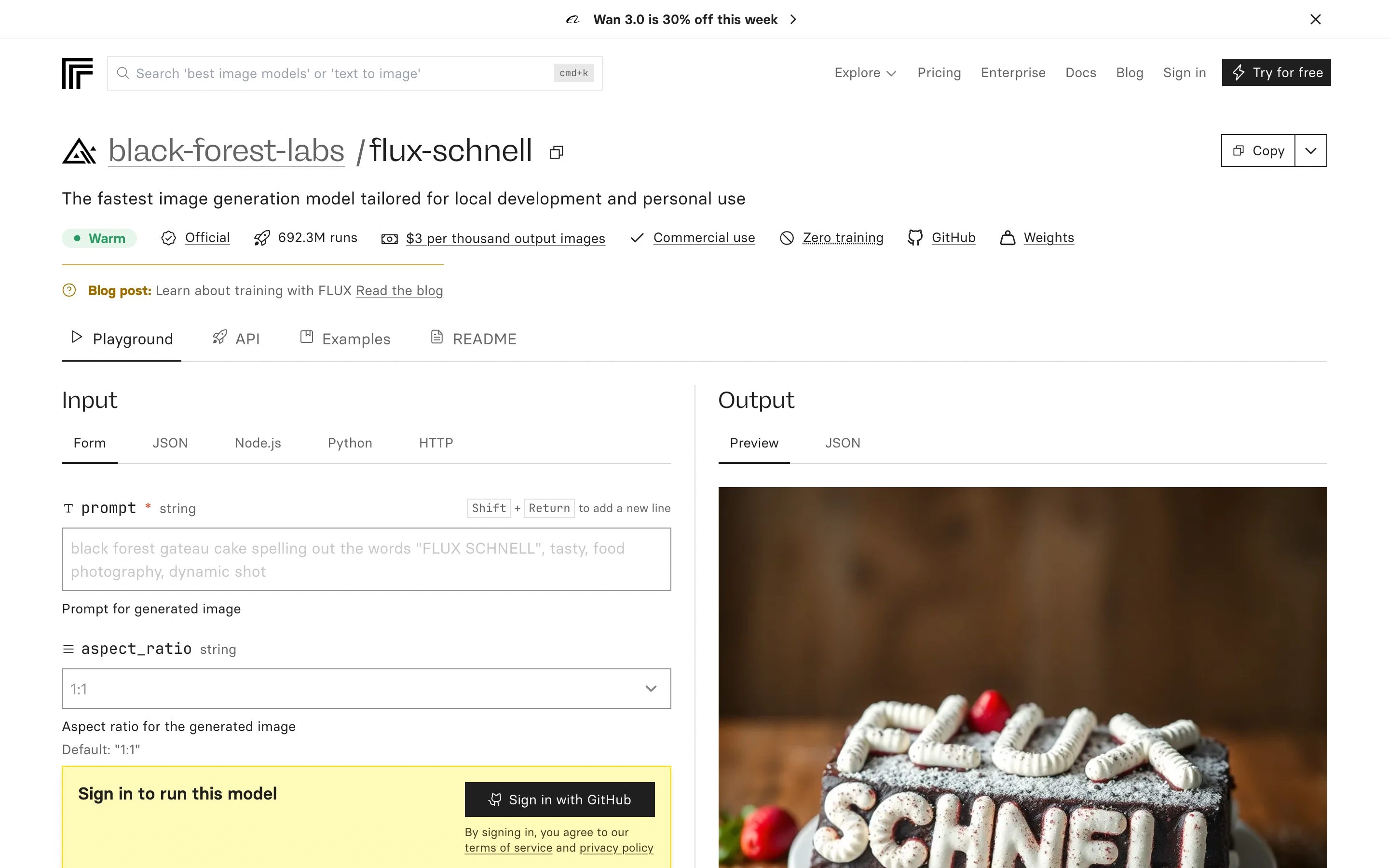 Replicate — FLUX model playground — captured interface