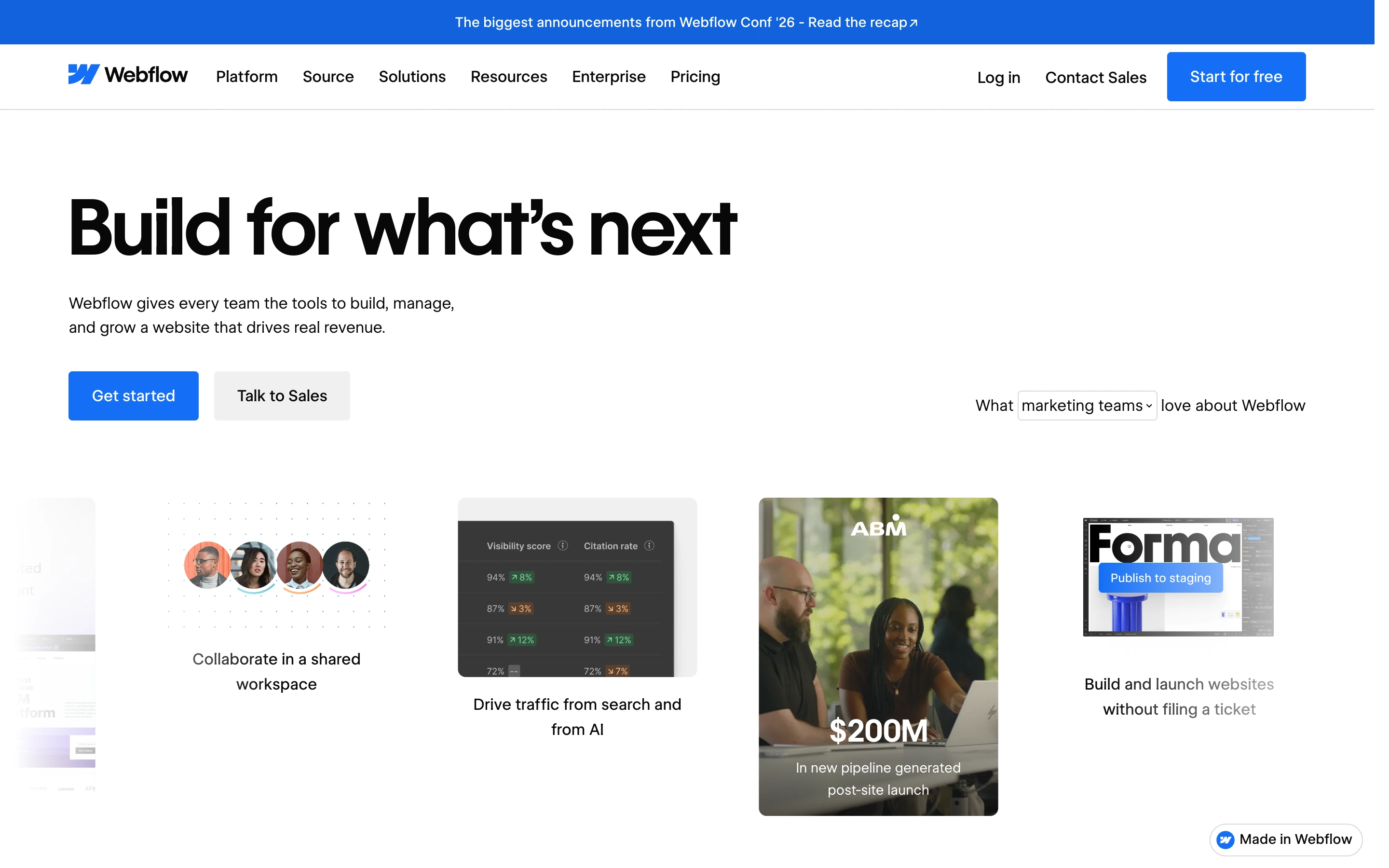 Webflow — captured interface
