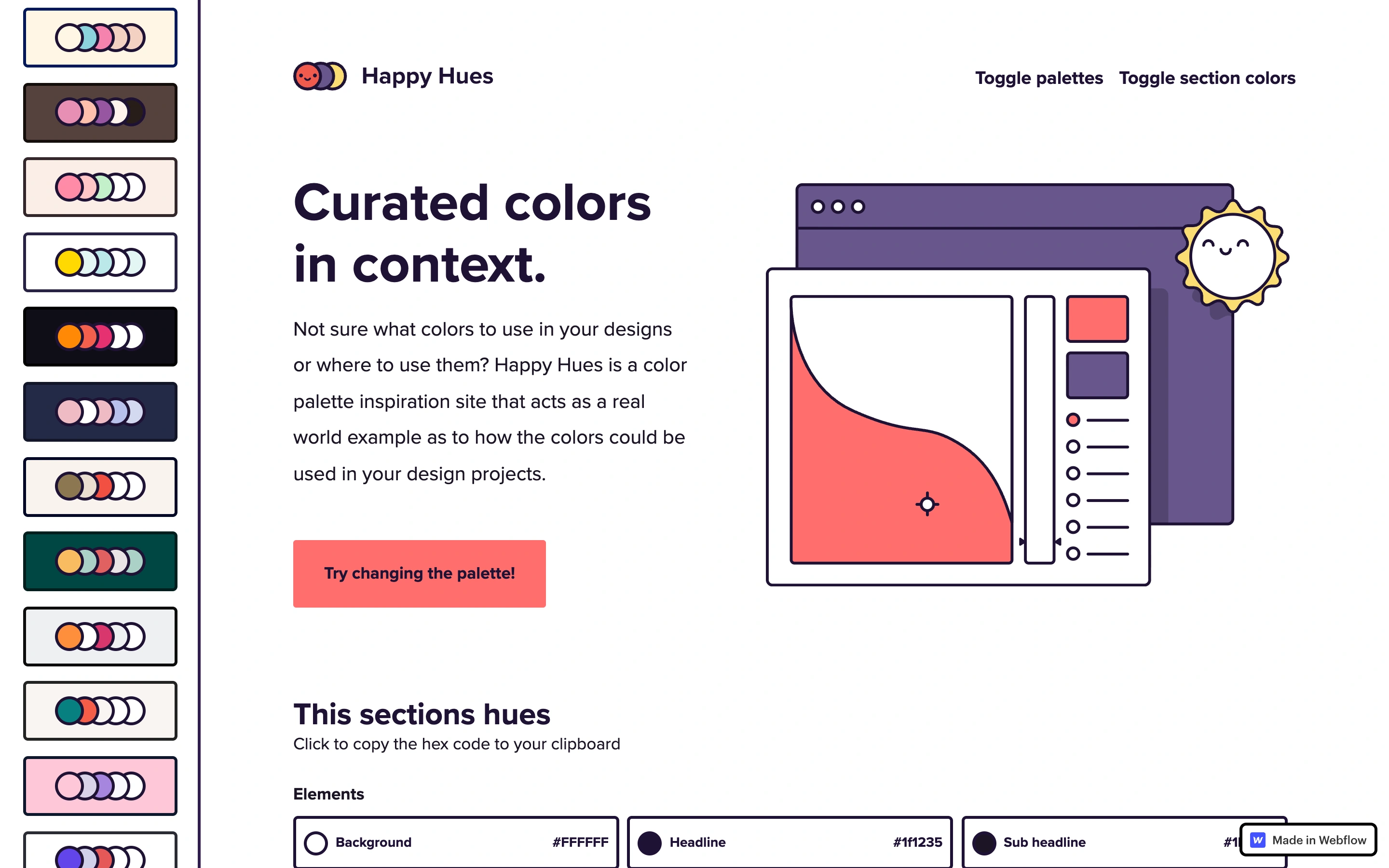 Happy Hues — captured interface