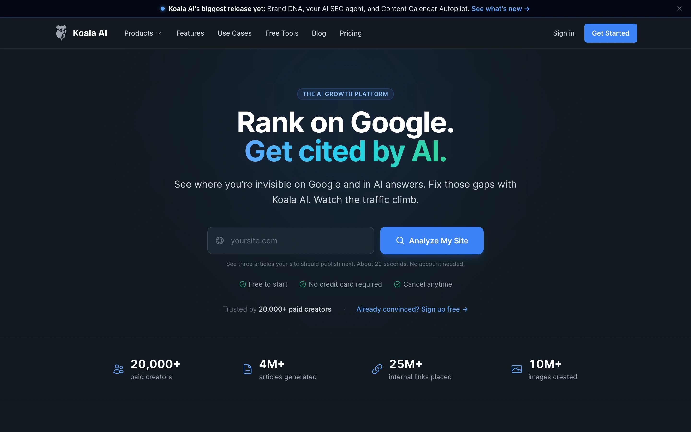 Koala AI — captured interface