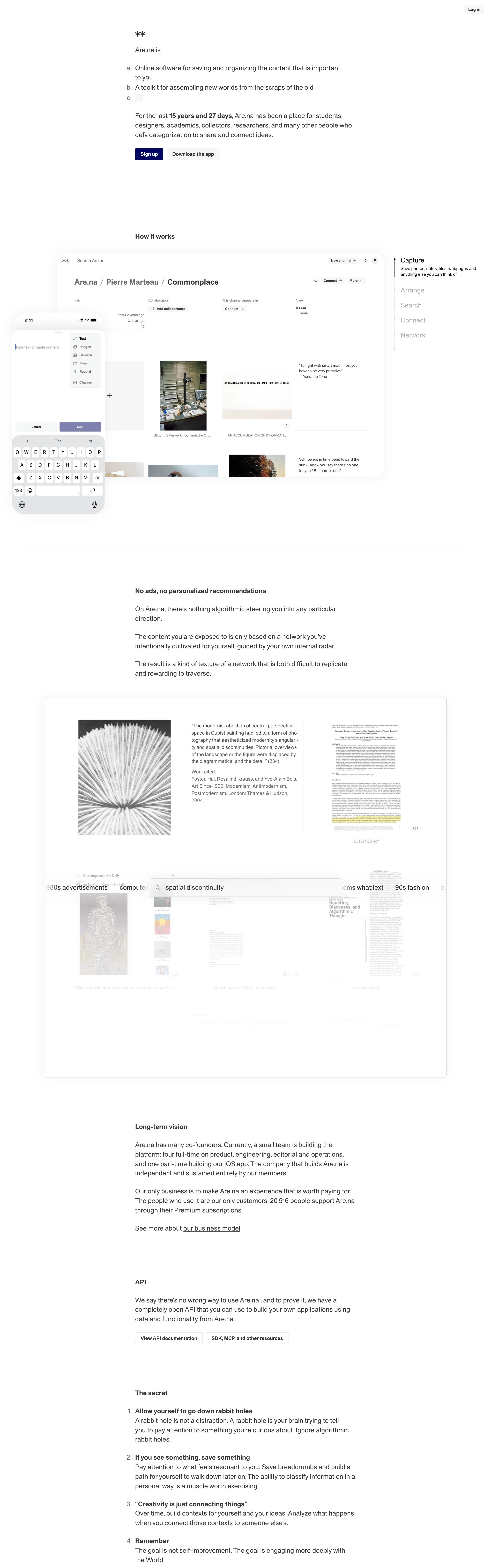 Are.na — Plain-Document Manifesto — captured interface